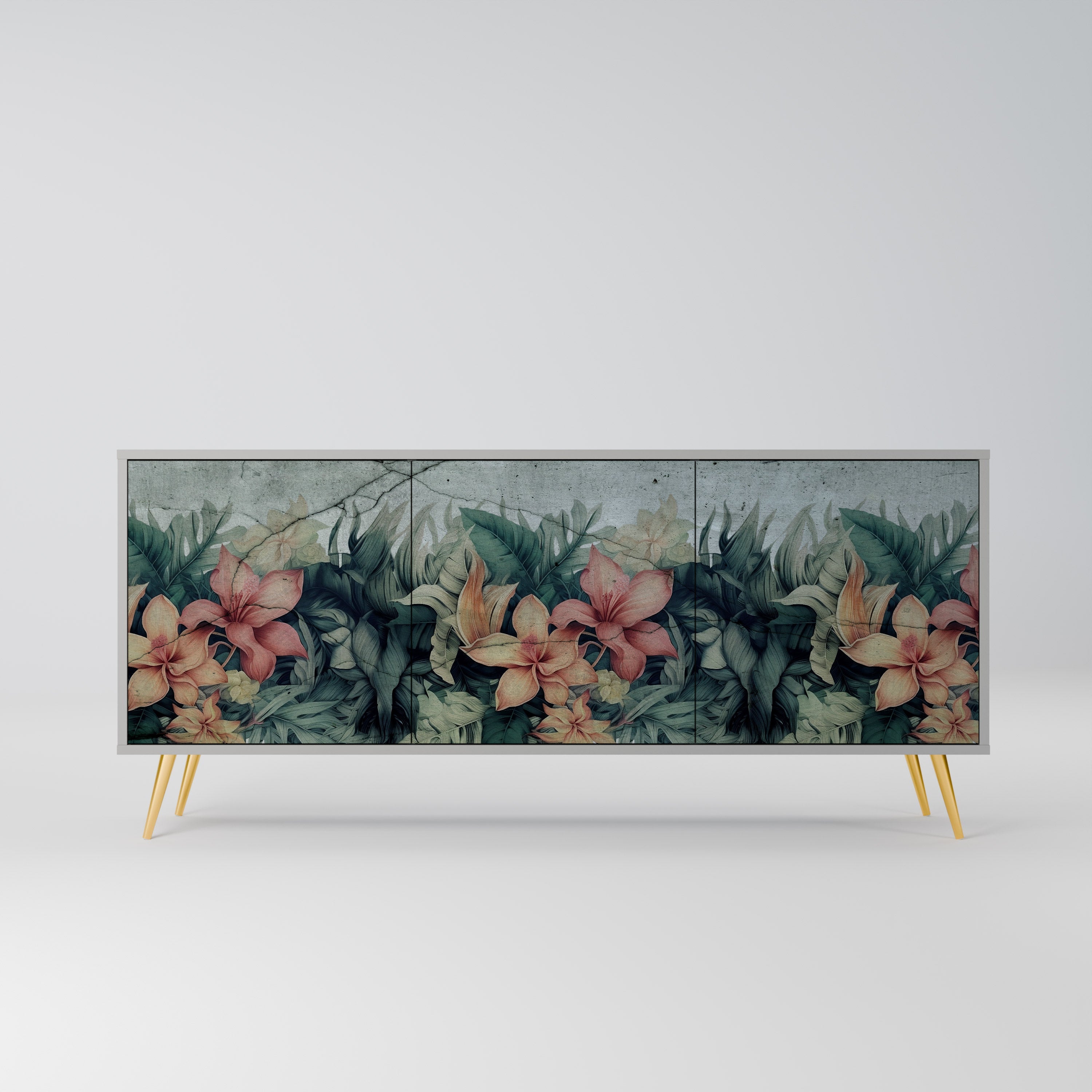 Buffet 3 portes HEAVENLY BLOOM en finition grise