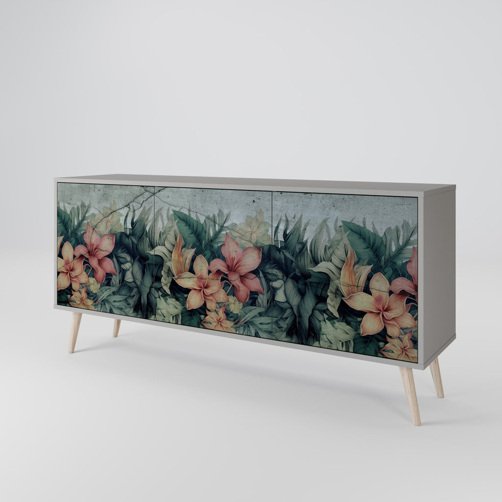Buffet 3 portes HEAVENLY BLOOM en finition grise