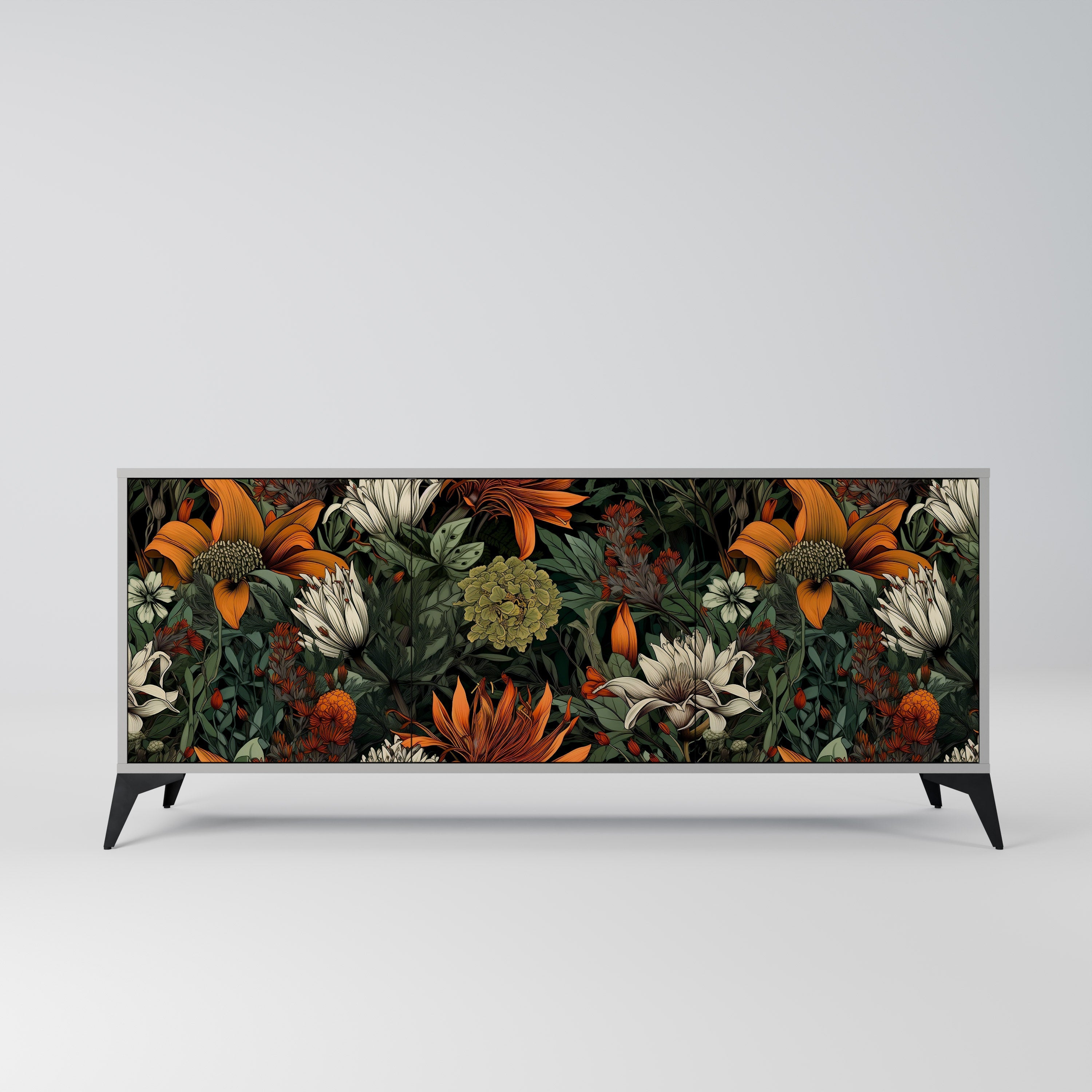 Buffet 3 portes MIDNIGHT SPROUT en finition grise