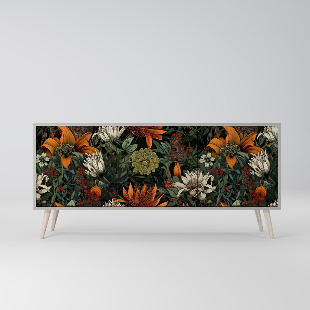 Buffet 3 portes MIDNIGHT SPROUT en finition grise