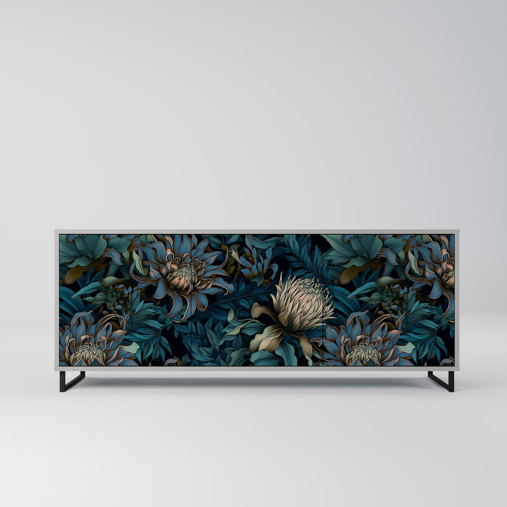 Buffet 3 portes TWILIGHT BLOOM finition grise