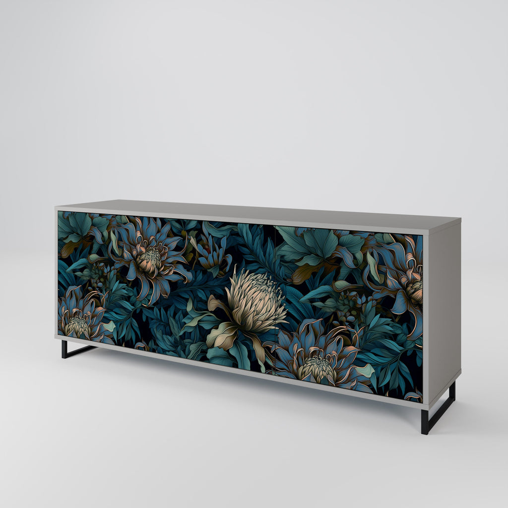 Buffet 3 portes TWILIGHT BLOOM finition grise