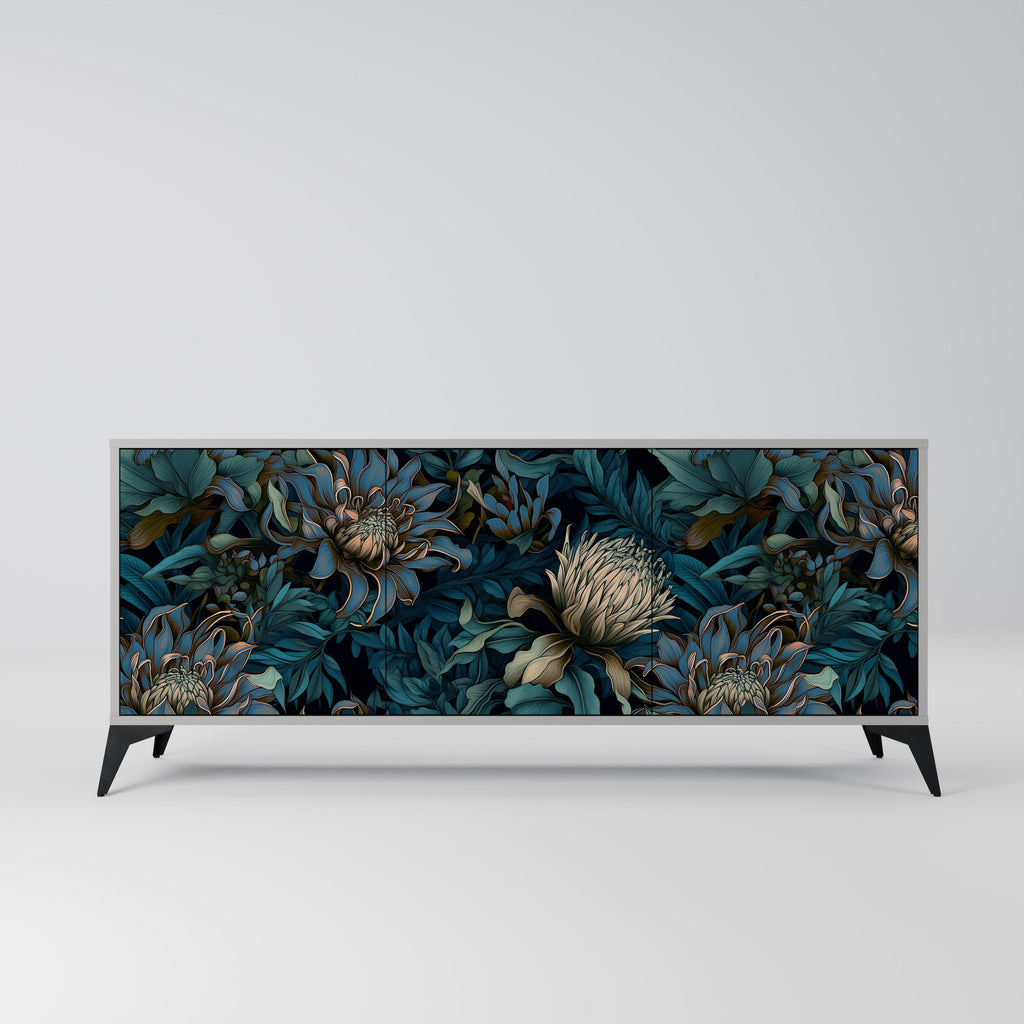 Buffet 3 portes TWILIGHT BLOOM finition grise