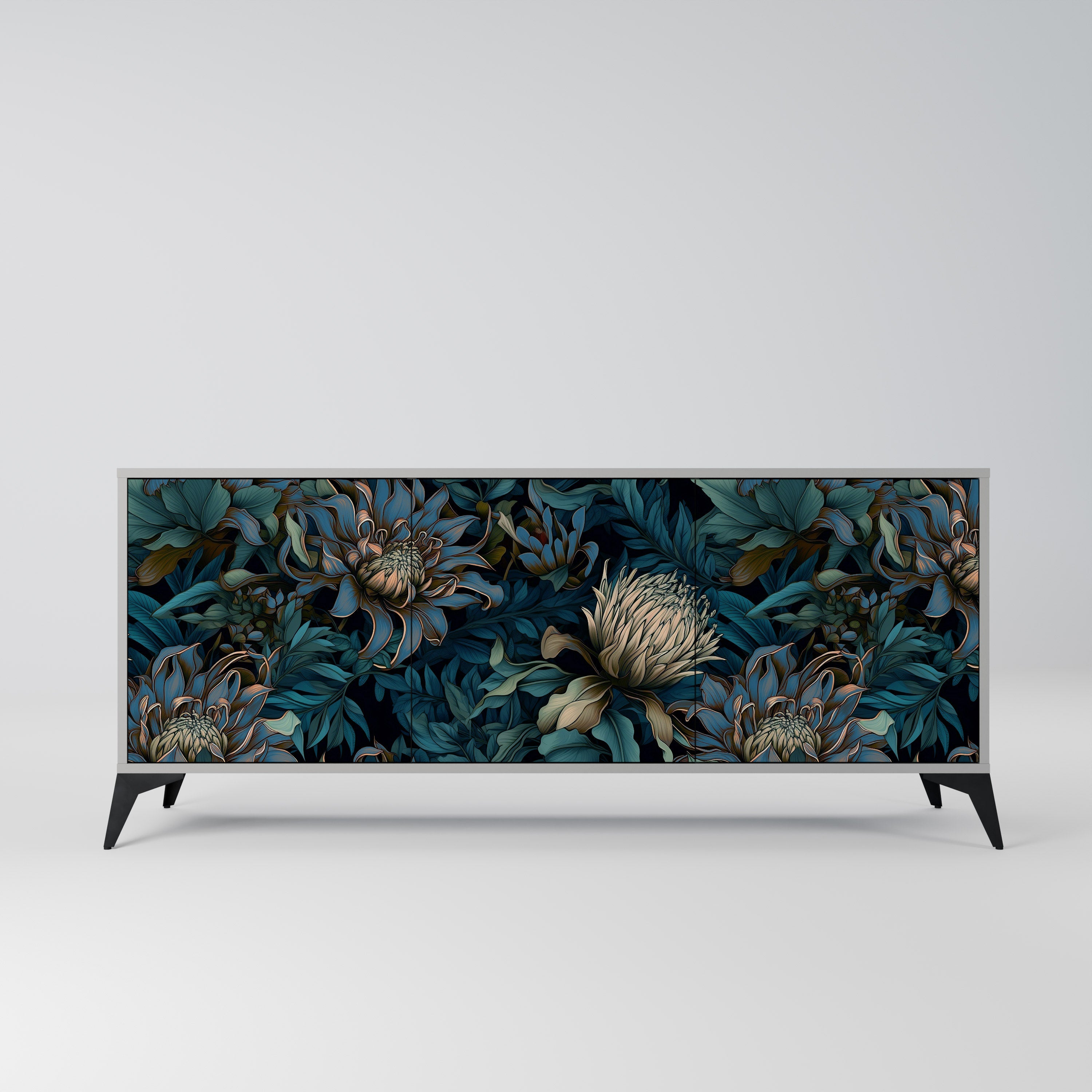 Buffet 3 portes TWILIGHT BLOOM finition grise