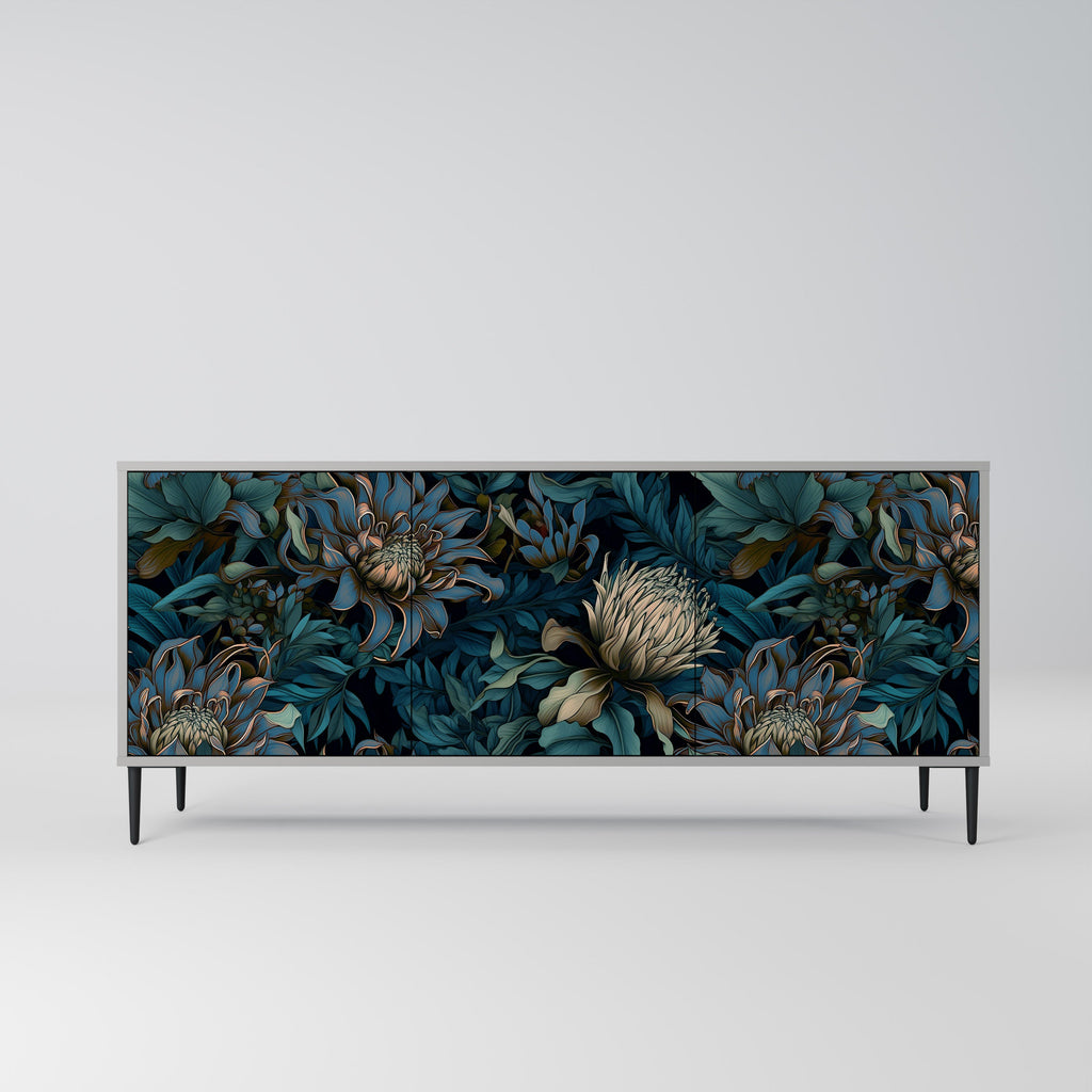 Buffet 3 portes TWILIGHT BLOOM finition grise