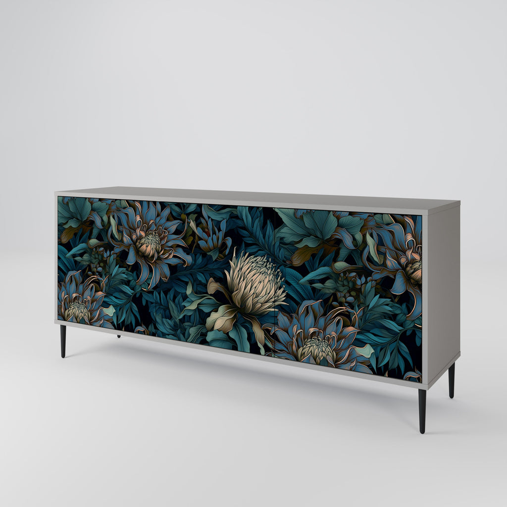 Buffet 3 portes TWILIGHT BLOOM finition grise