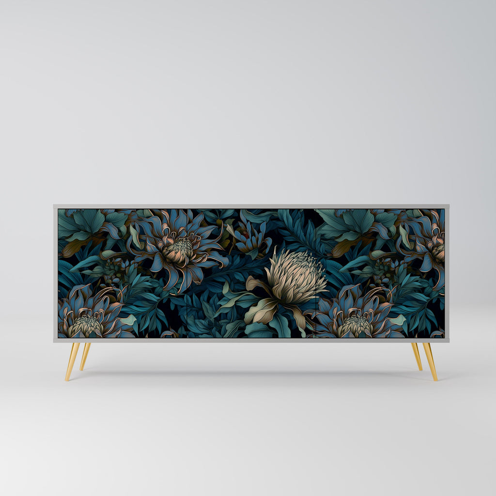 Buffet 3 portes TWILIGHT BLOOM finition grise