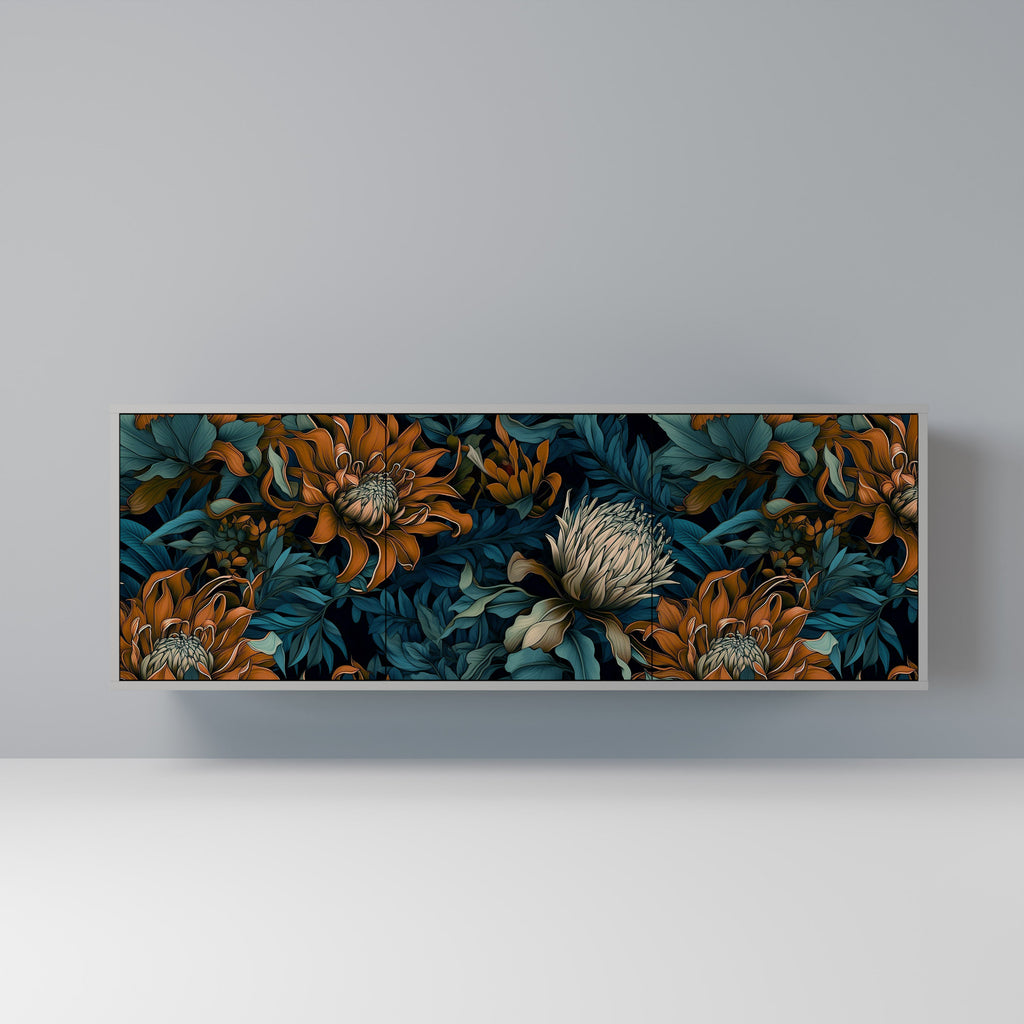 Buffet 3 portes MORNING BLOOM finition grise