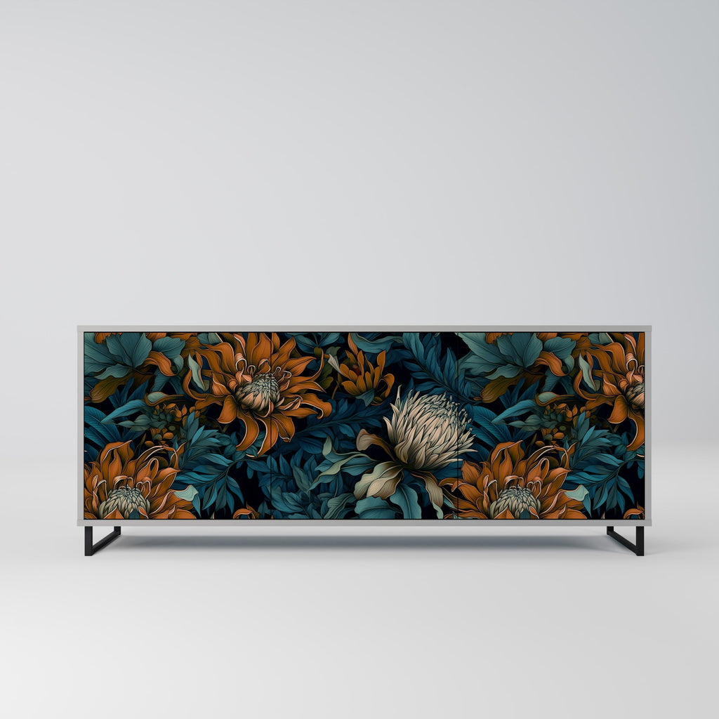 Buffet 3 portes MORNING BLOOM finition grise