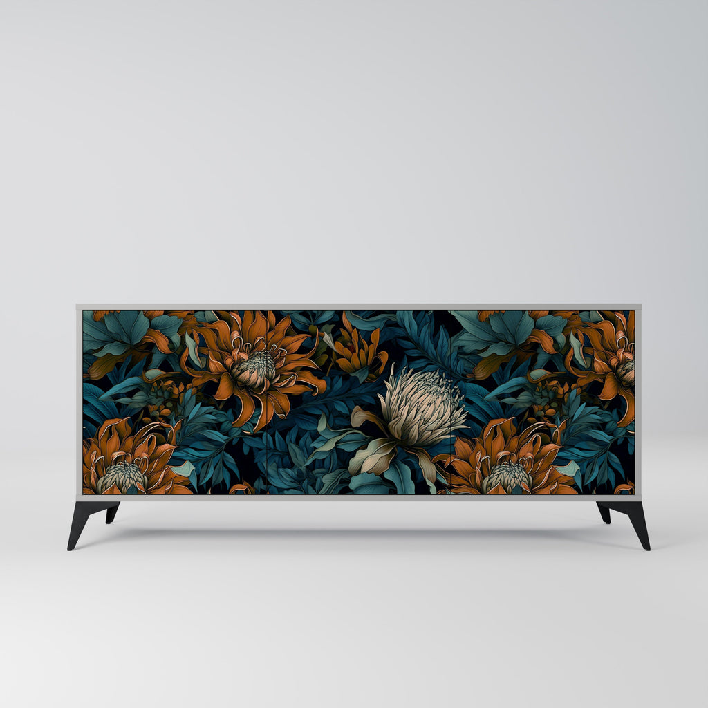 Buffet 3 portes MORNING BLOOM finition grise