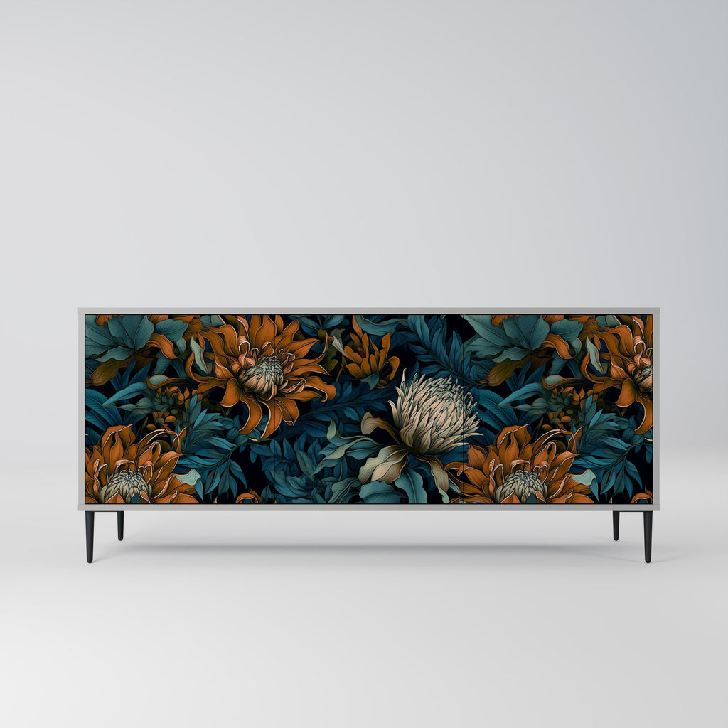 Buffet 3 portes MORNING BLOOM finition grise