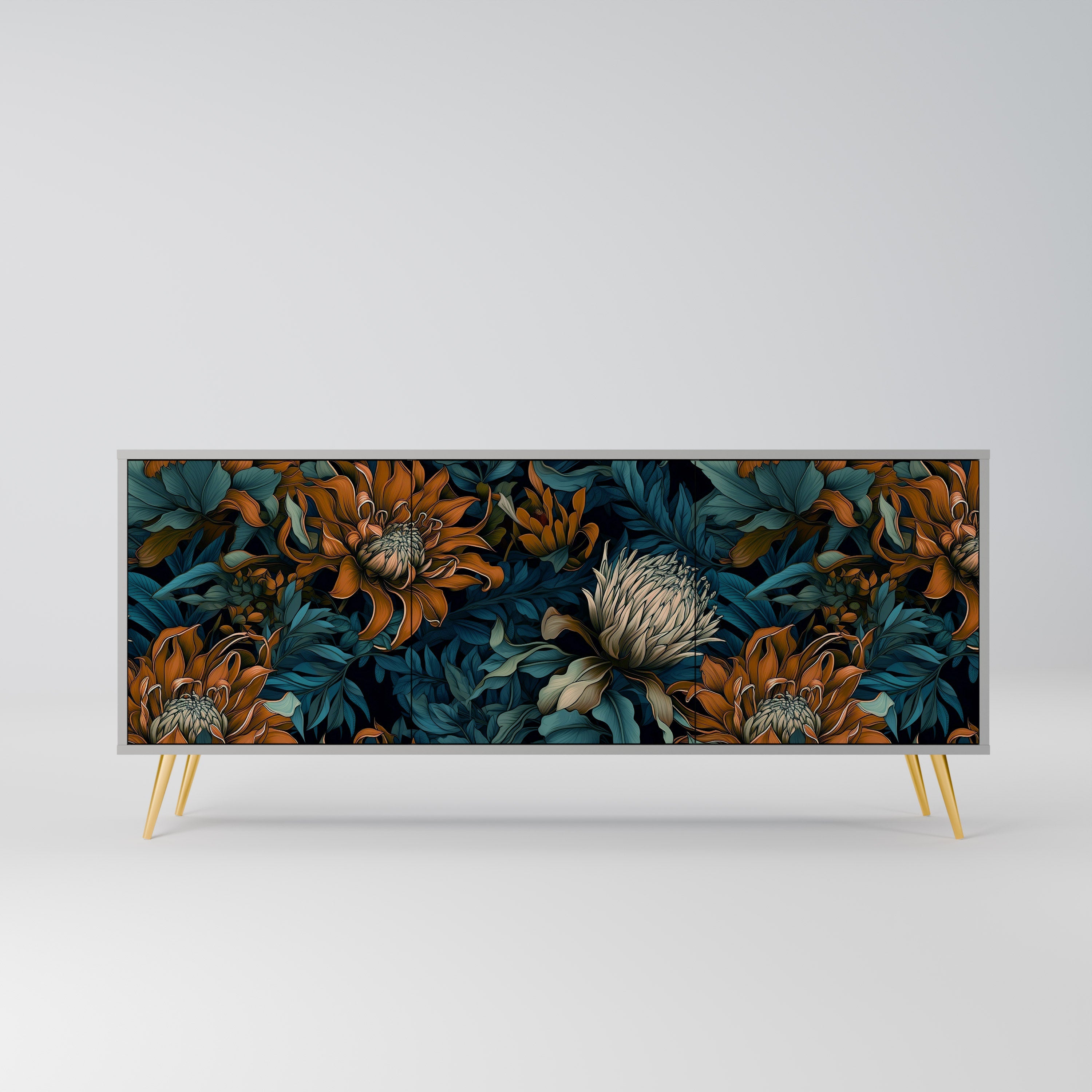 Buffet 3 portes MORNING BLOOM finition grise