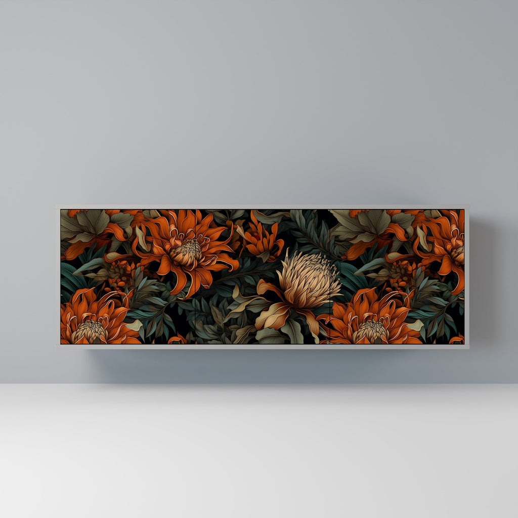 Buffet 3 portes DAWN BLOOM finition grise