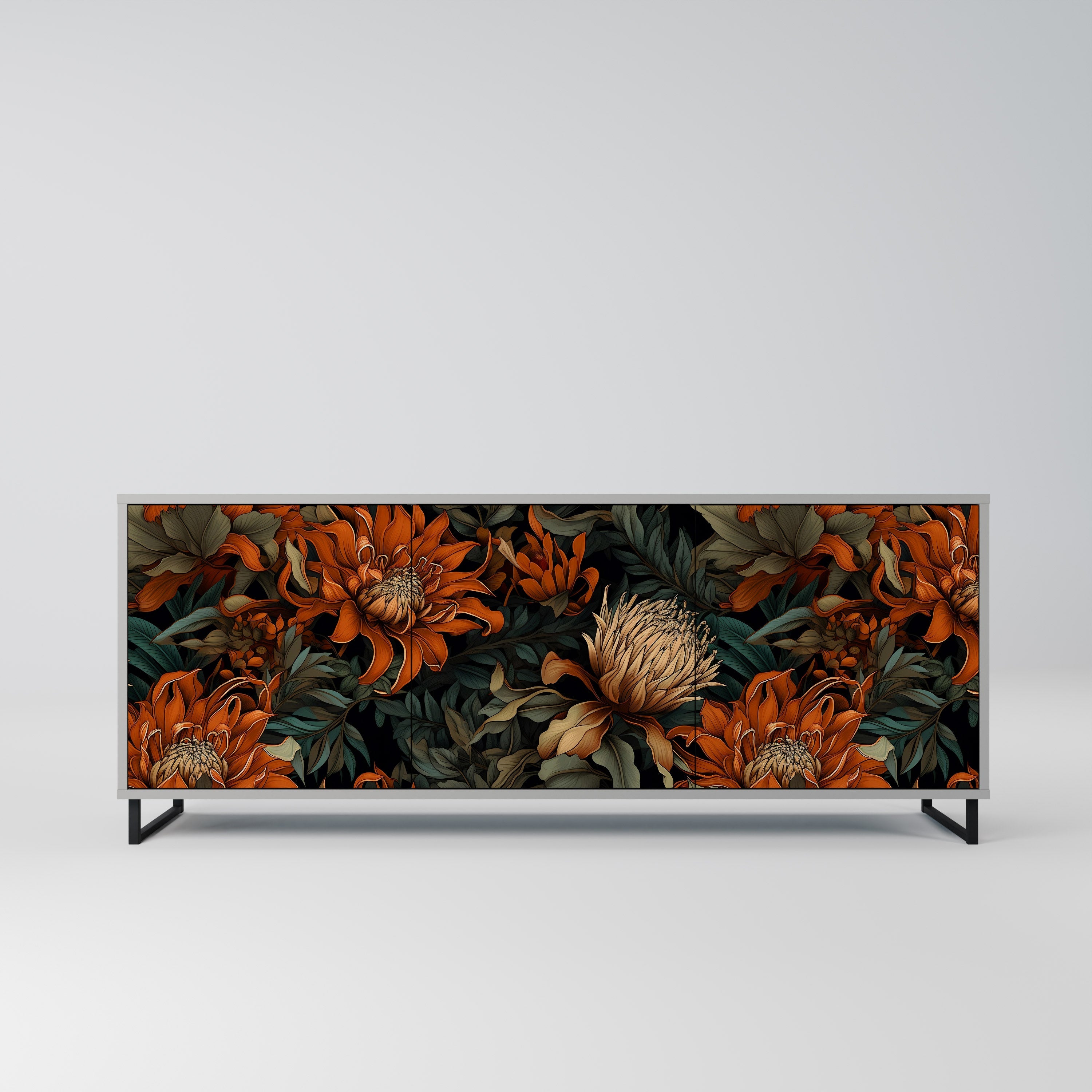 Buffet 3 portes DAWN BLOOM finition grise