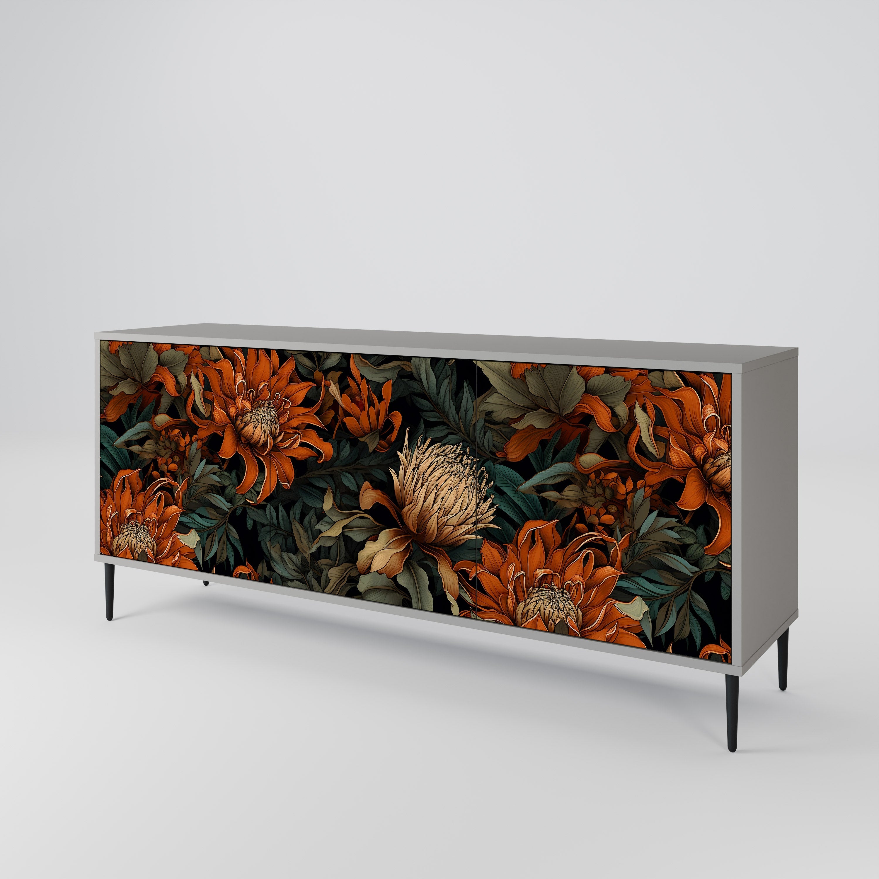 Buffet 3 portes DAWN BLOOM finition grise