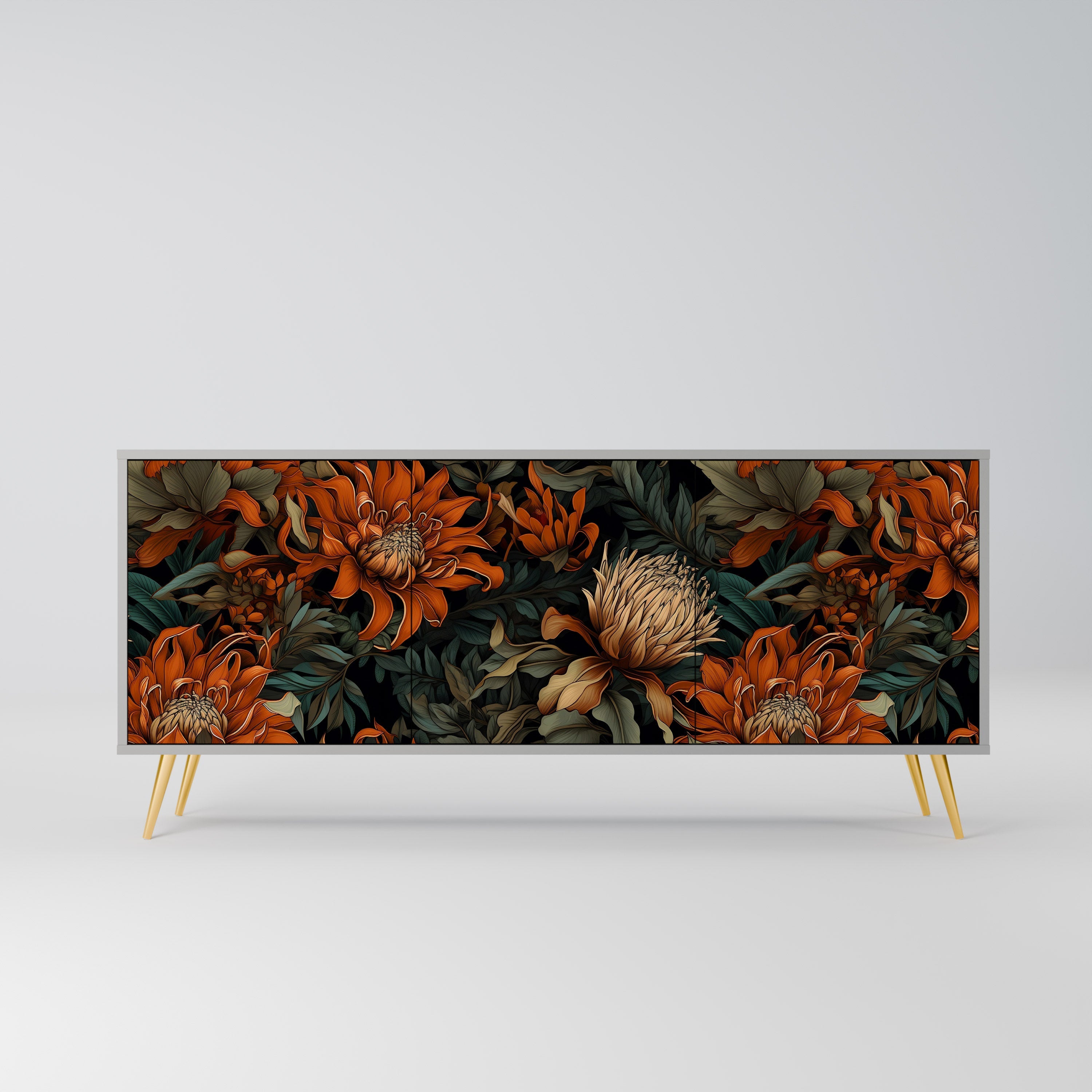 Buffet 3 portes DAWN BLOOM finition grise