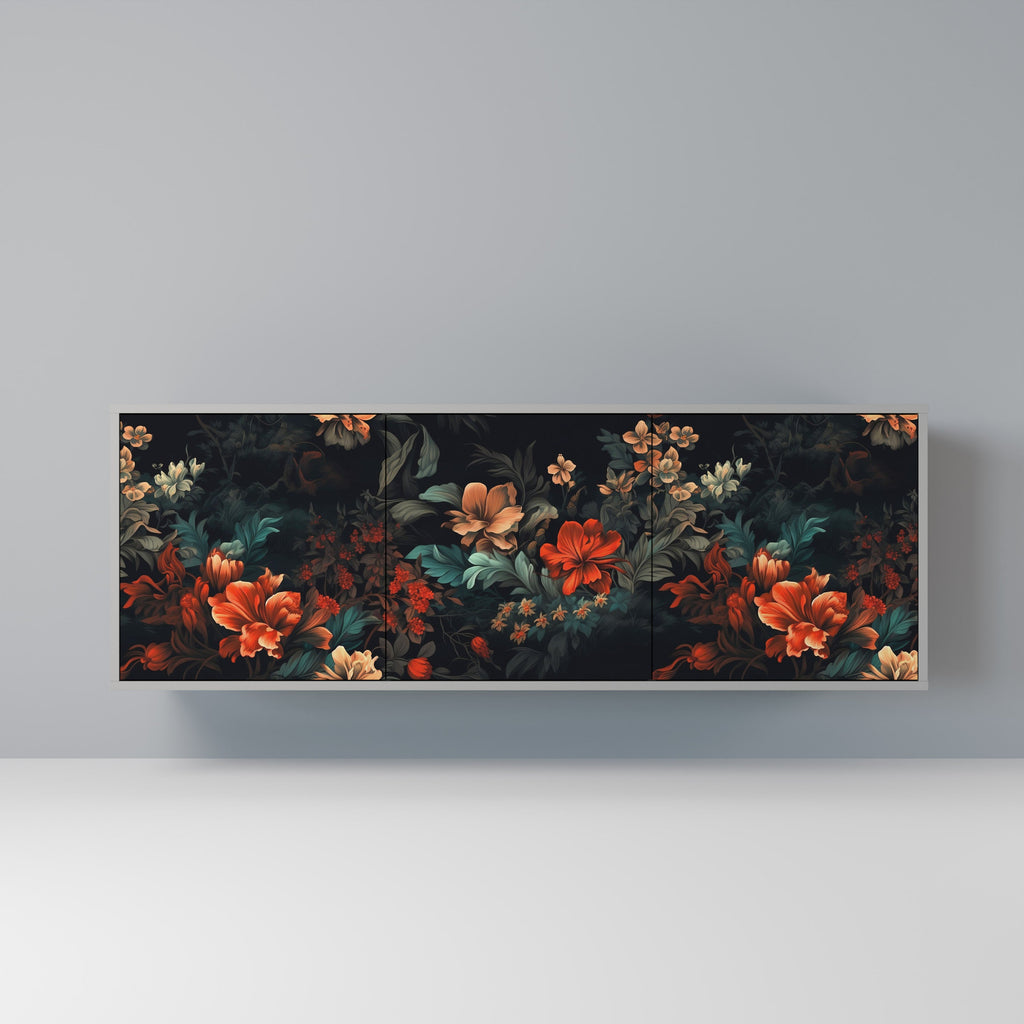 Buffet 3 portes IMAGINARY BLOSSOM en finition grise