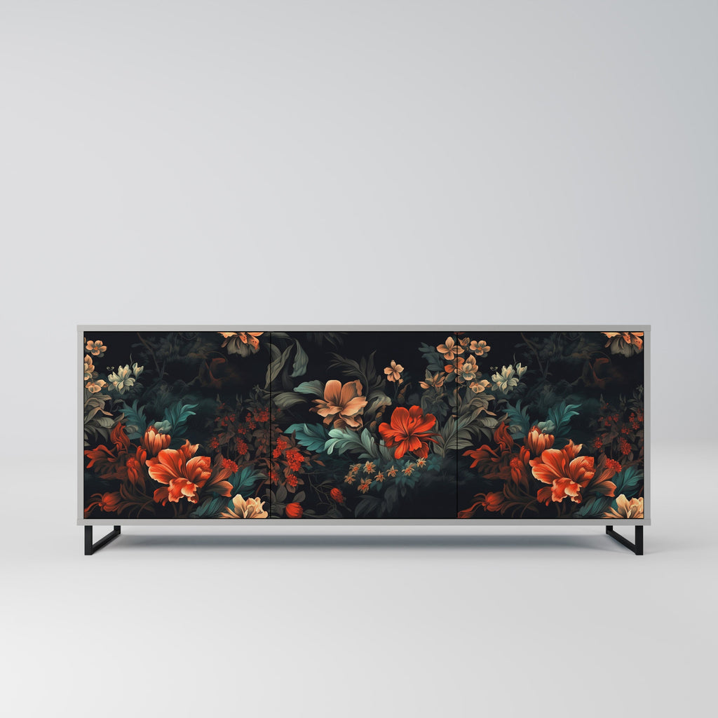 Buffet 3 portes IMAGINARY BLOSSOM en finition grise