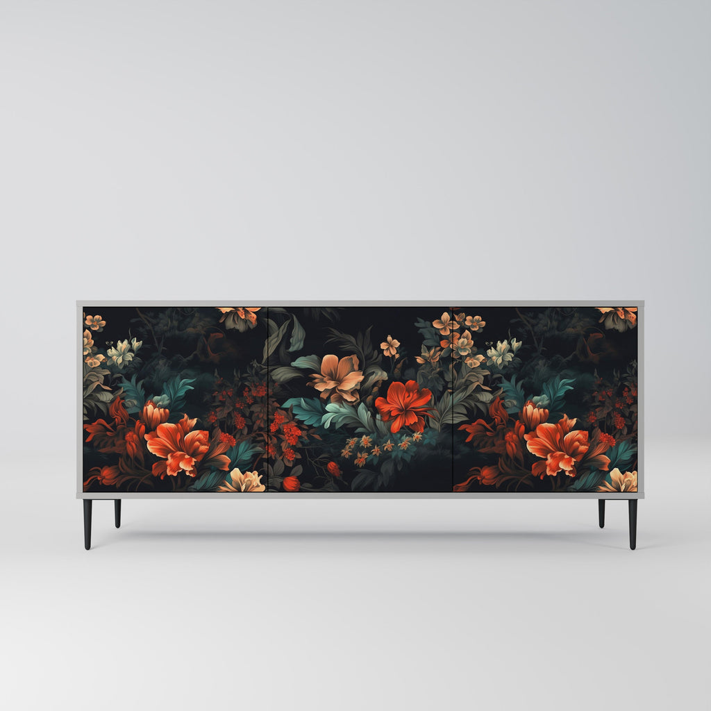 Buffet 3 portes IMAGINARY BLOSSOM en finition grise