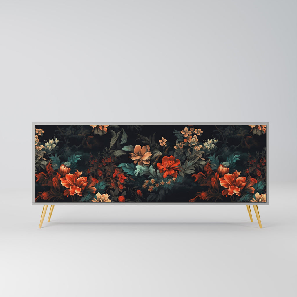 Buffet 3 portes IMAGINARY BLOSSOM en finition grise