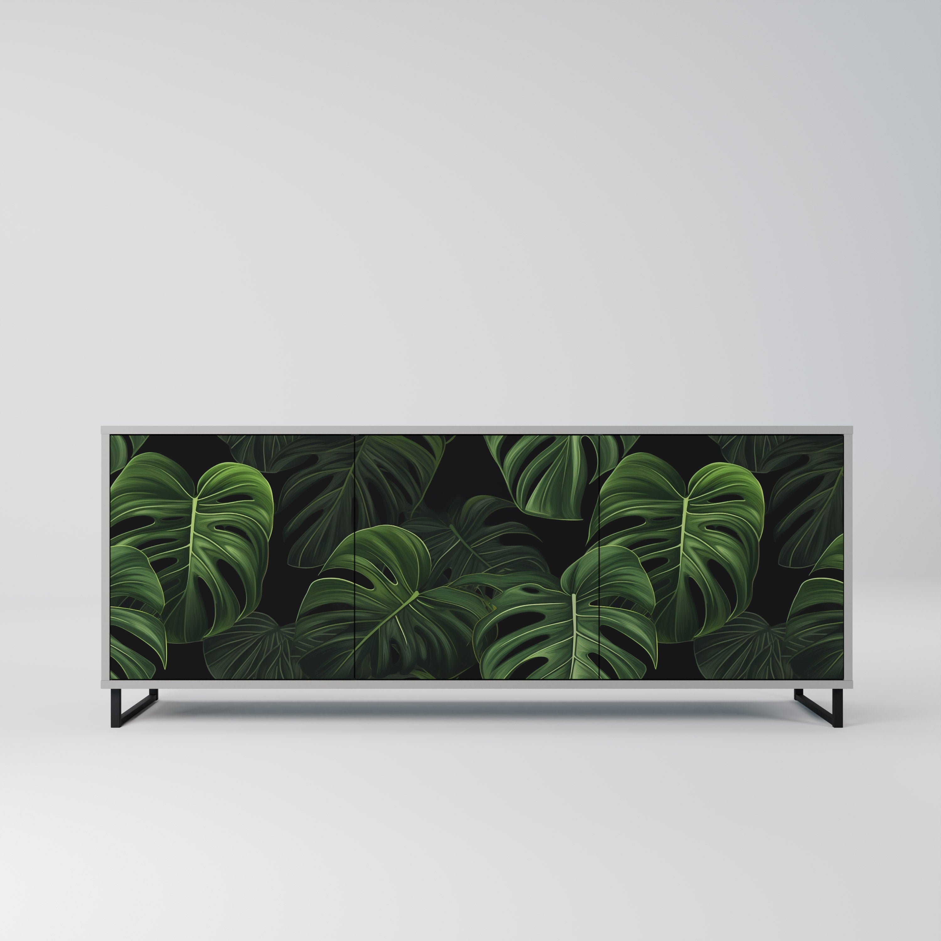 Buffet 3 portes INFINITE MONSTERA finition grise