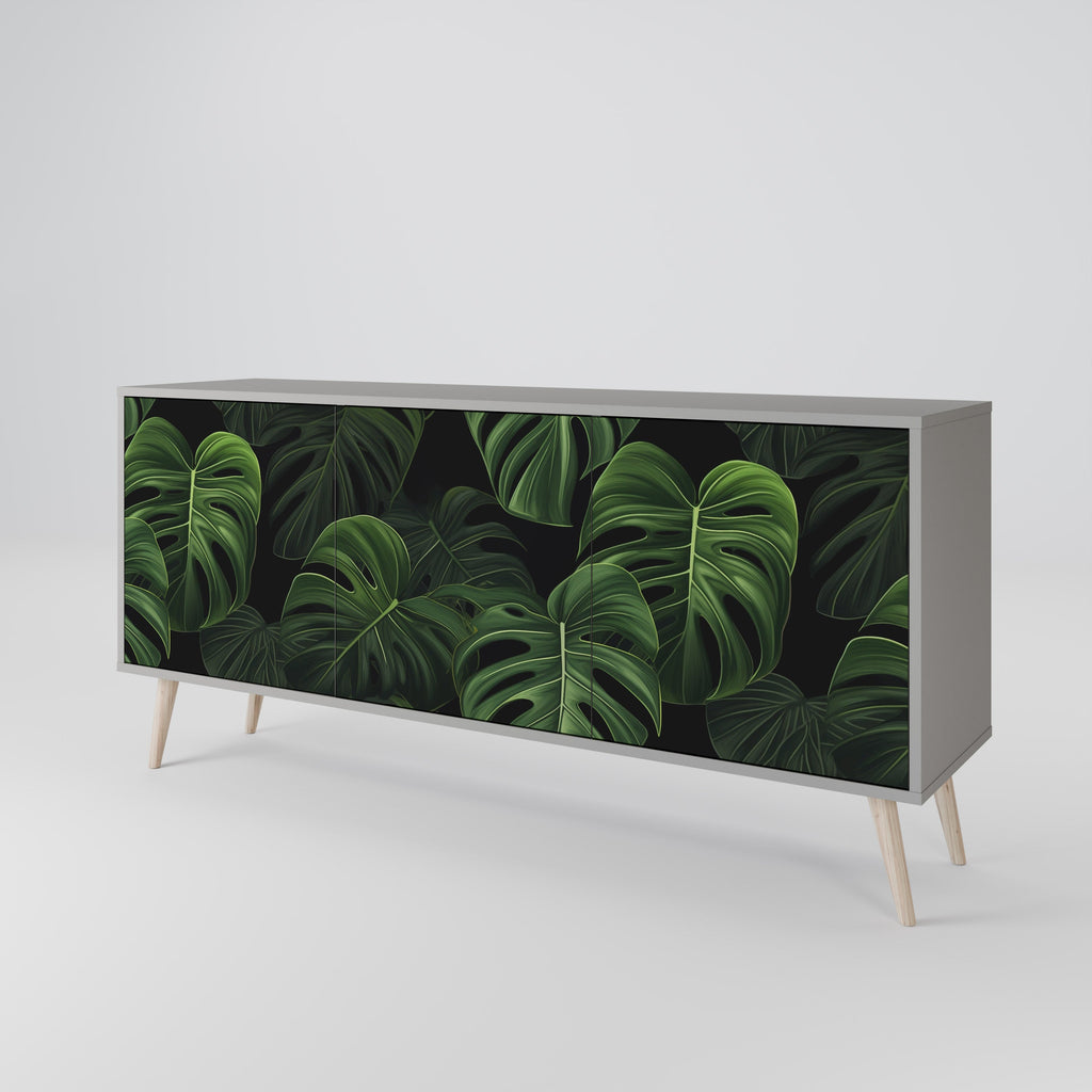 Buffet 3 portes INFINITE MONSTERA finition grise