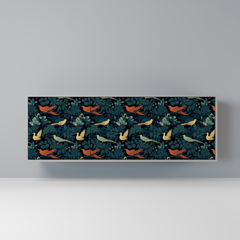 Buffet 3 portes FOWL ORNAMENT en finition grise