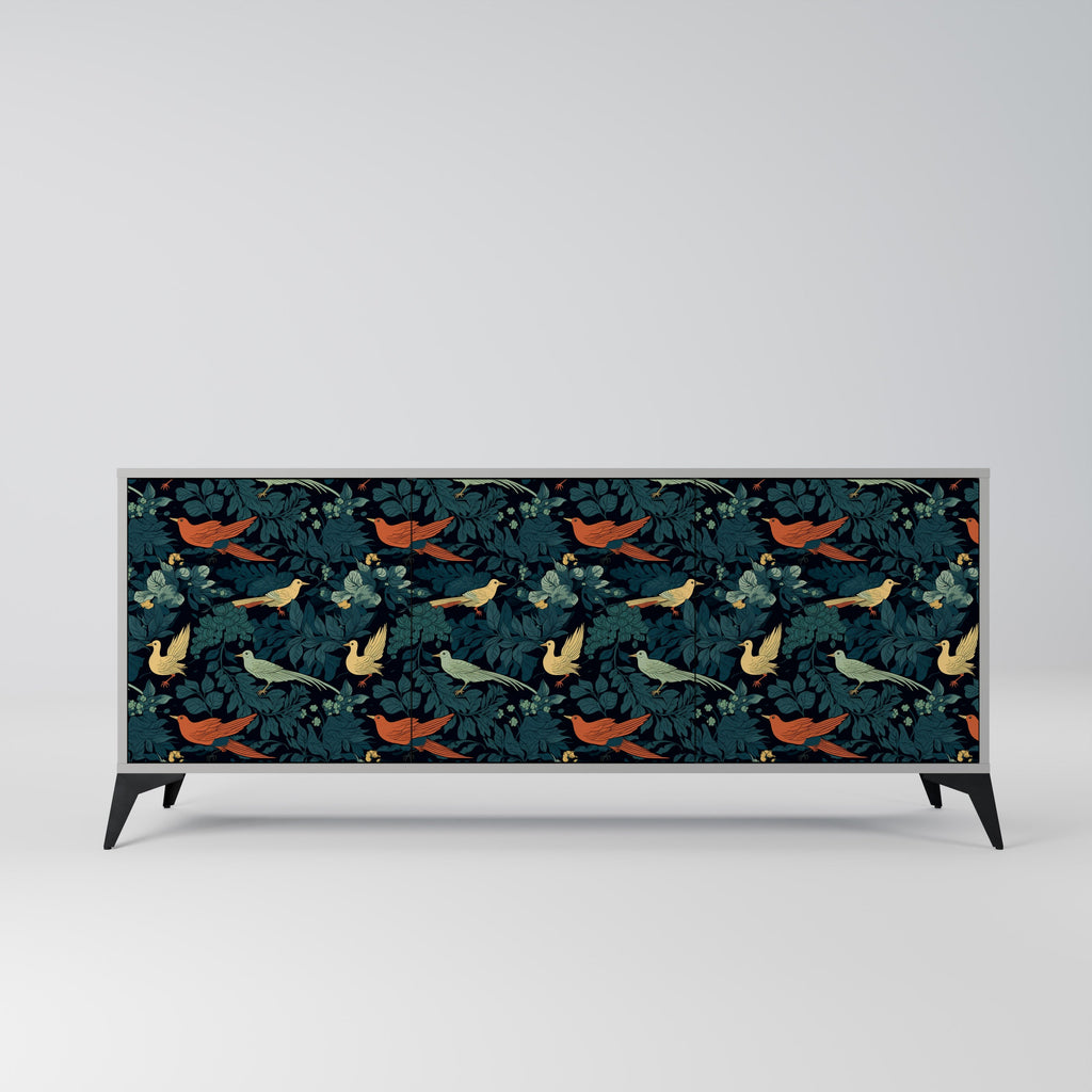 Buffet 3 portes FOWL ORNAMENT en finition grise