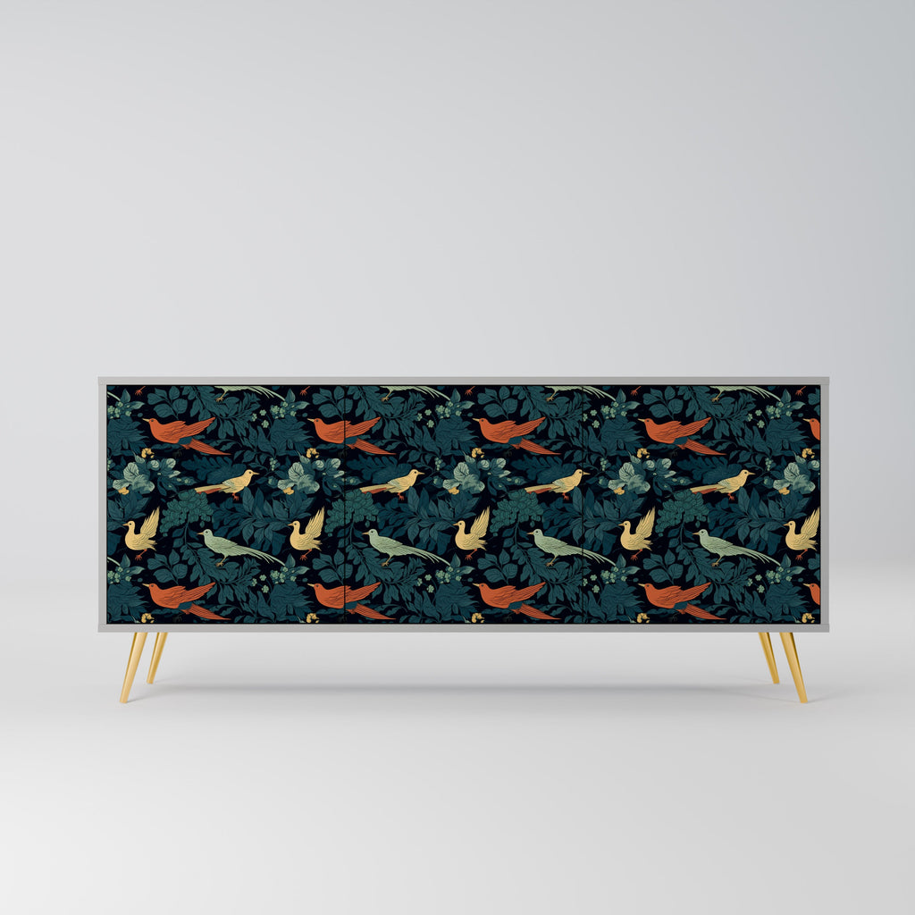 Buffet 3 portes FOWL ORNAMENT en finition grise