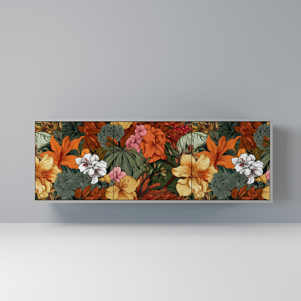 Buffet 3 portes RADIANT FLORA finition grise