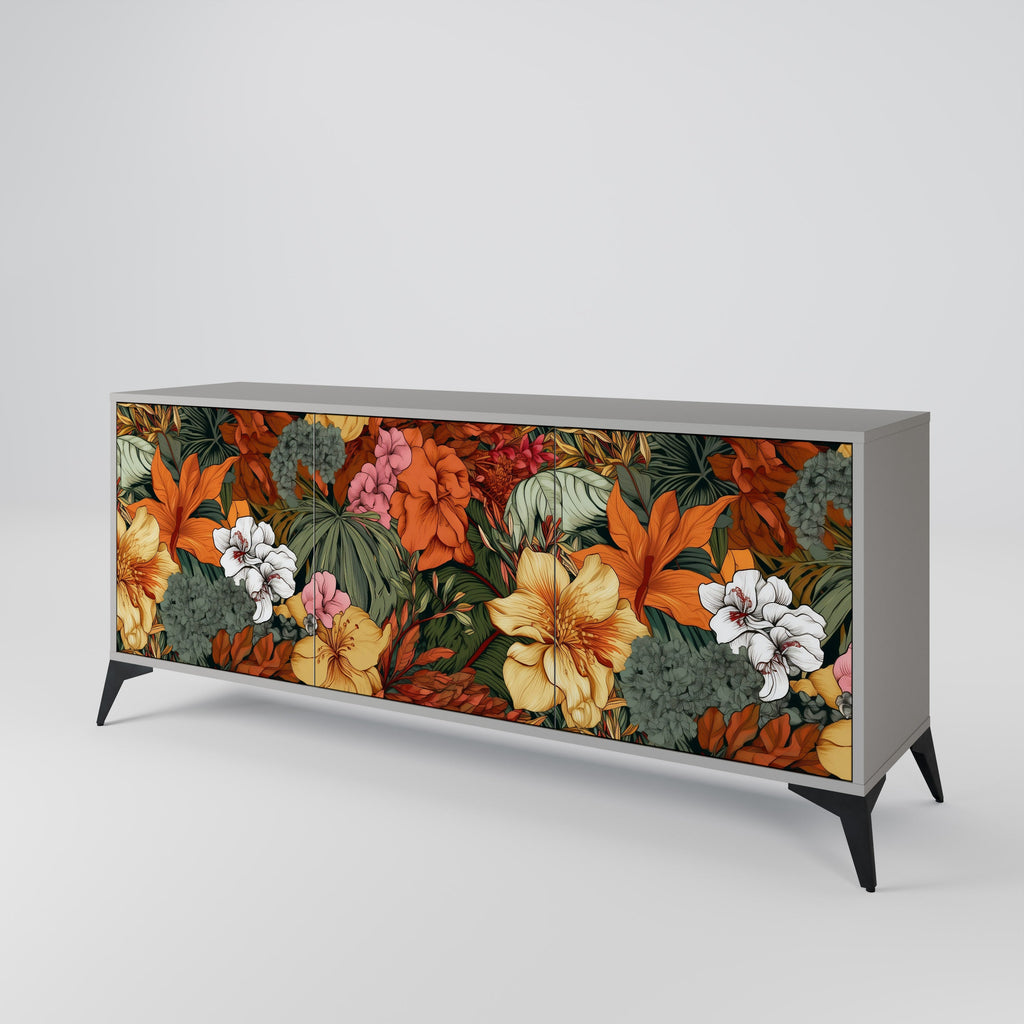 Buffet 3 portes RADIANT FLORA finition grise