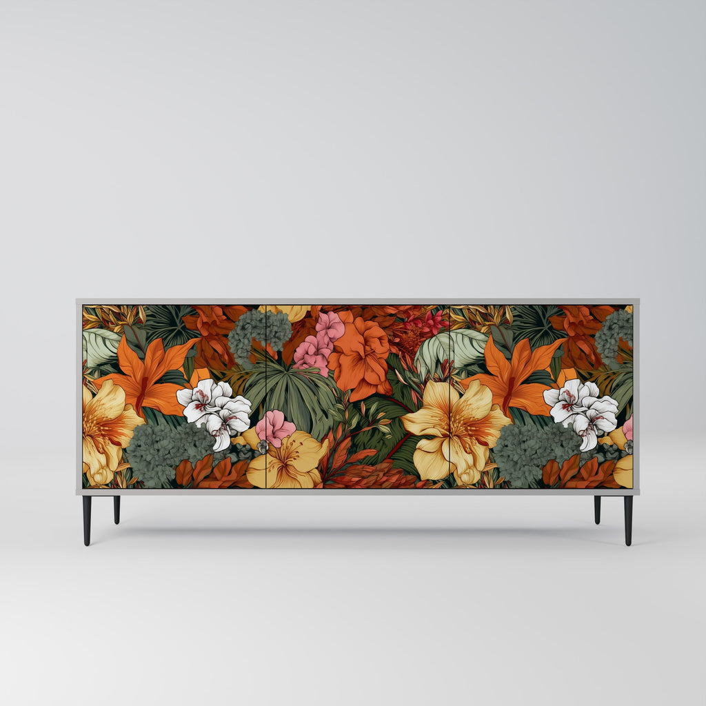 Buffet 3 portes RADIANT FLORA finition grise