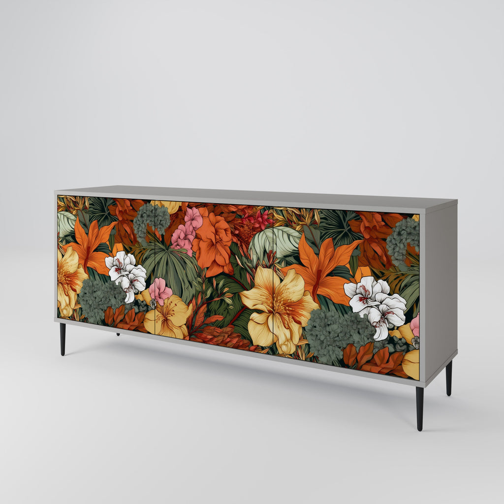 Buffet 3 portes RADIANT FLORA finition grise