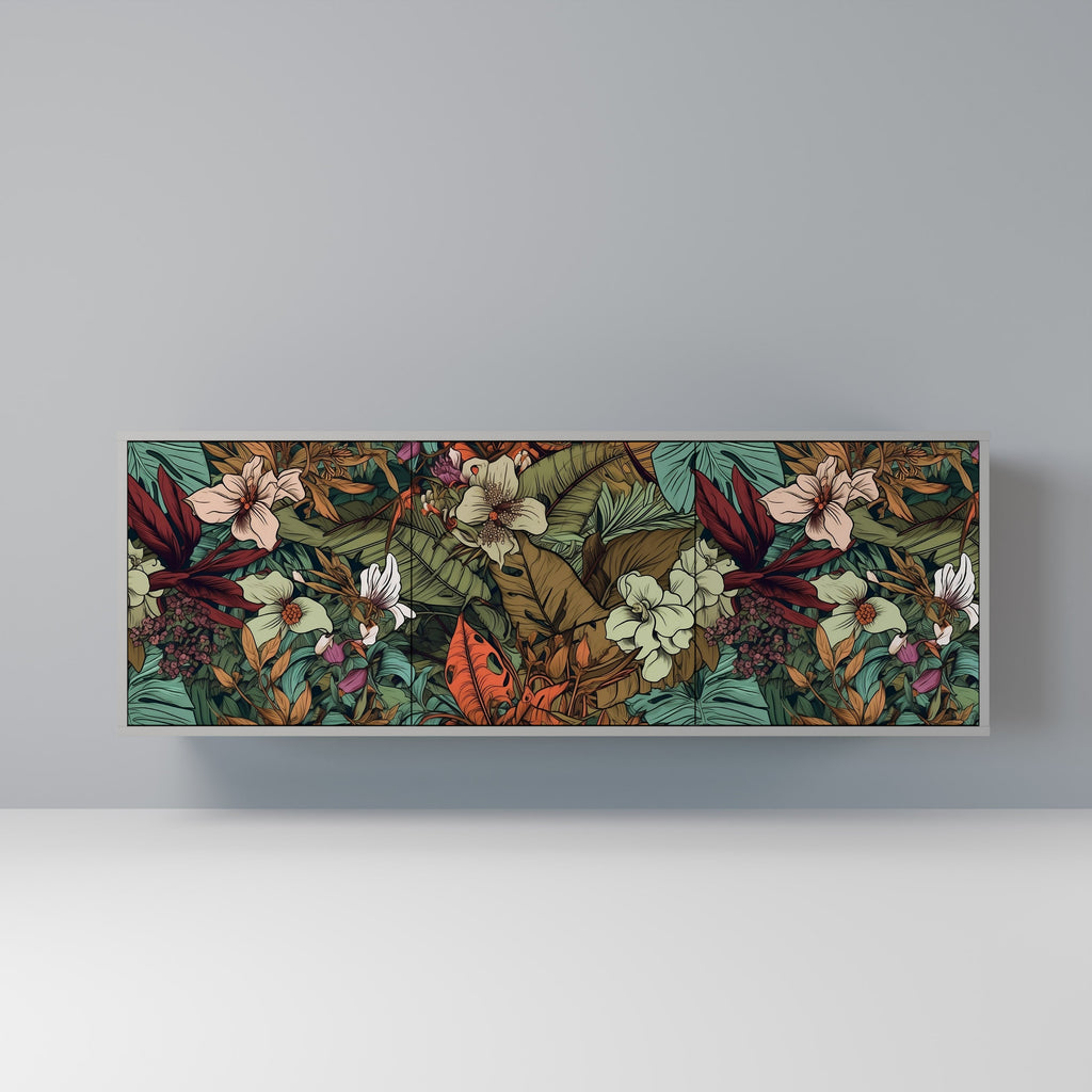 Buffet 3 portes BOTANICAL EMERGENCE en finition grise