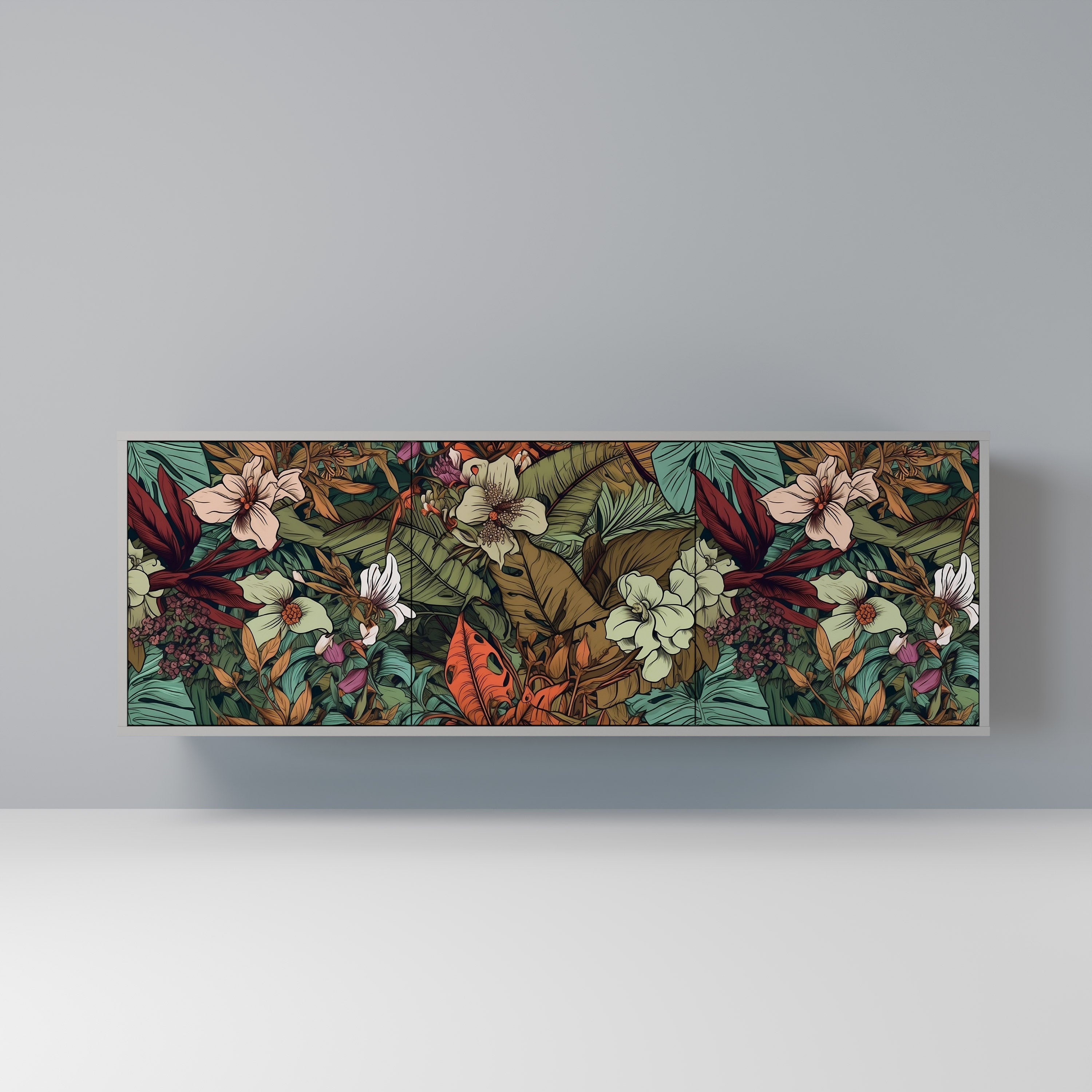 Buffet 3 portes BOTANICAL EMERGENCE en finition grise