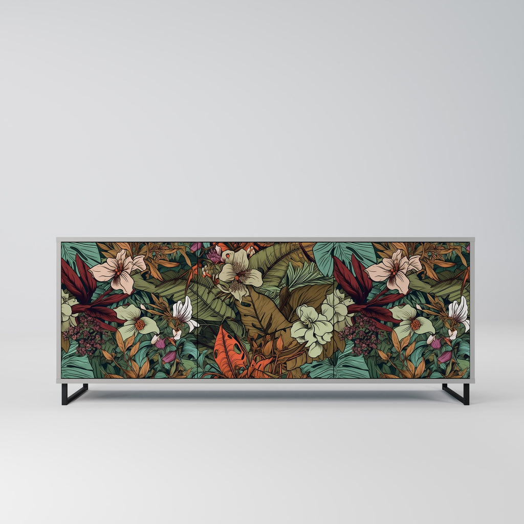 Buffet 3 portes BOTANICAL EMERGENCE en finition grise