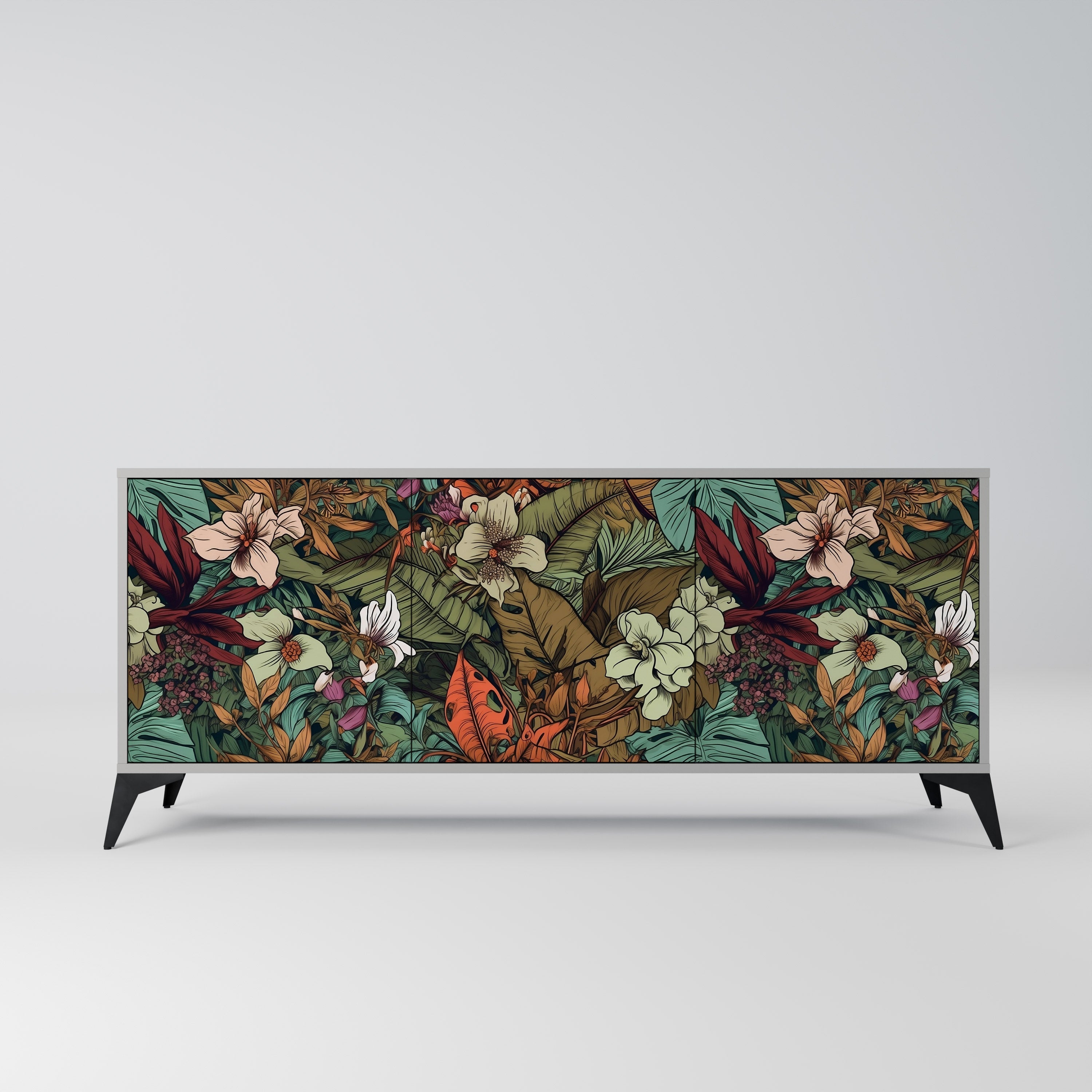 Buffet 3 portes BOTANICAL EMERGENCE en finition grise