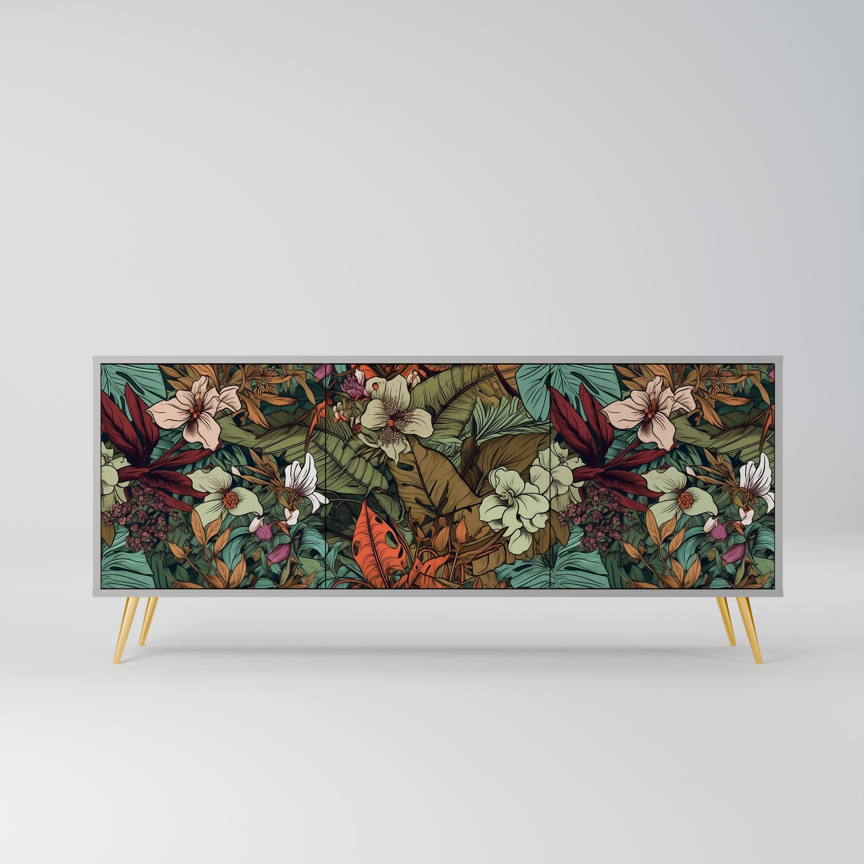 Buffet 3 portes BOTANICAL EMERGENCE en finition grise