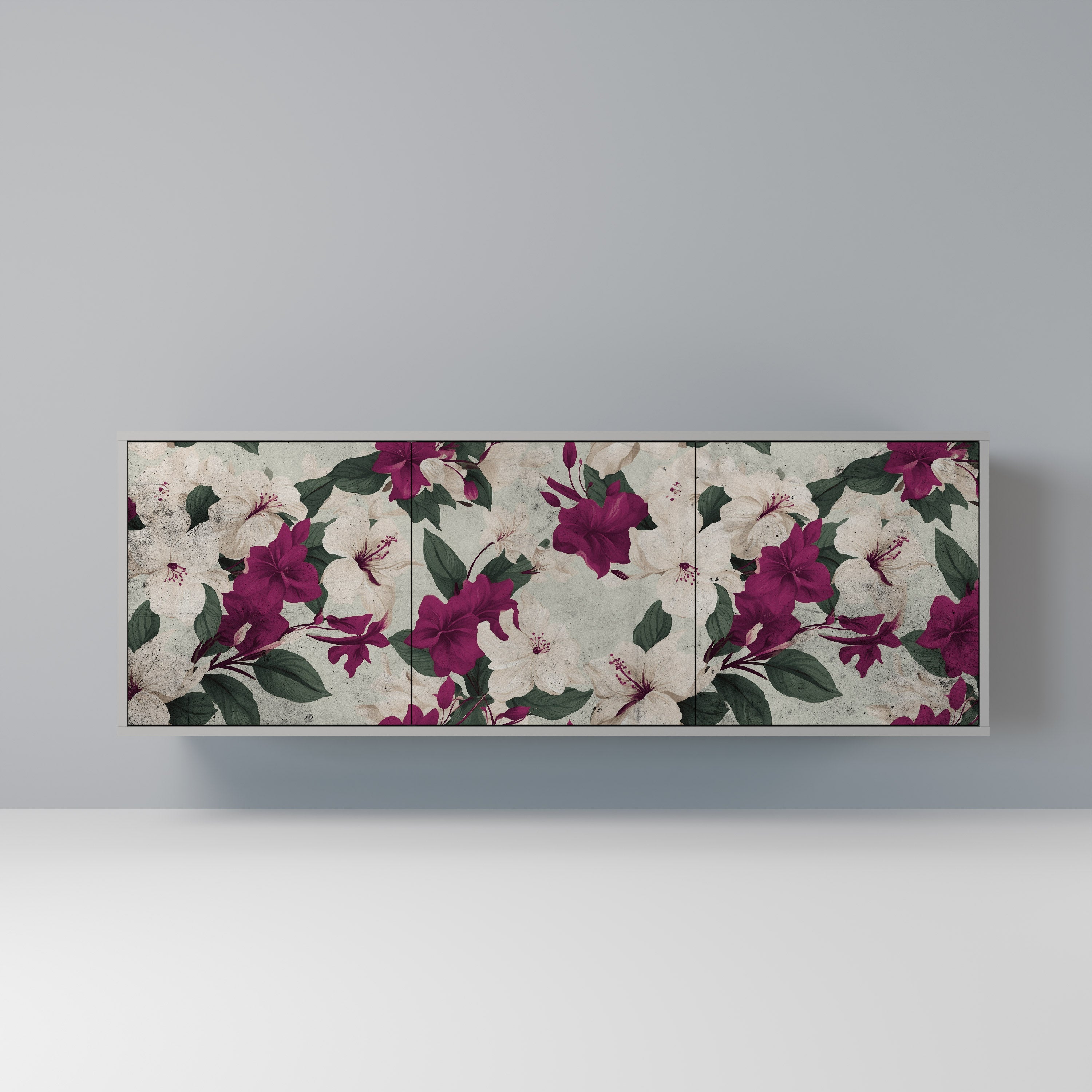 Buffet 3 portes FLOWERET DREAM finition grise