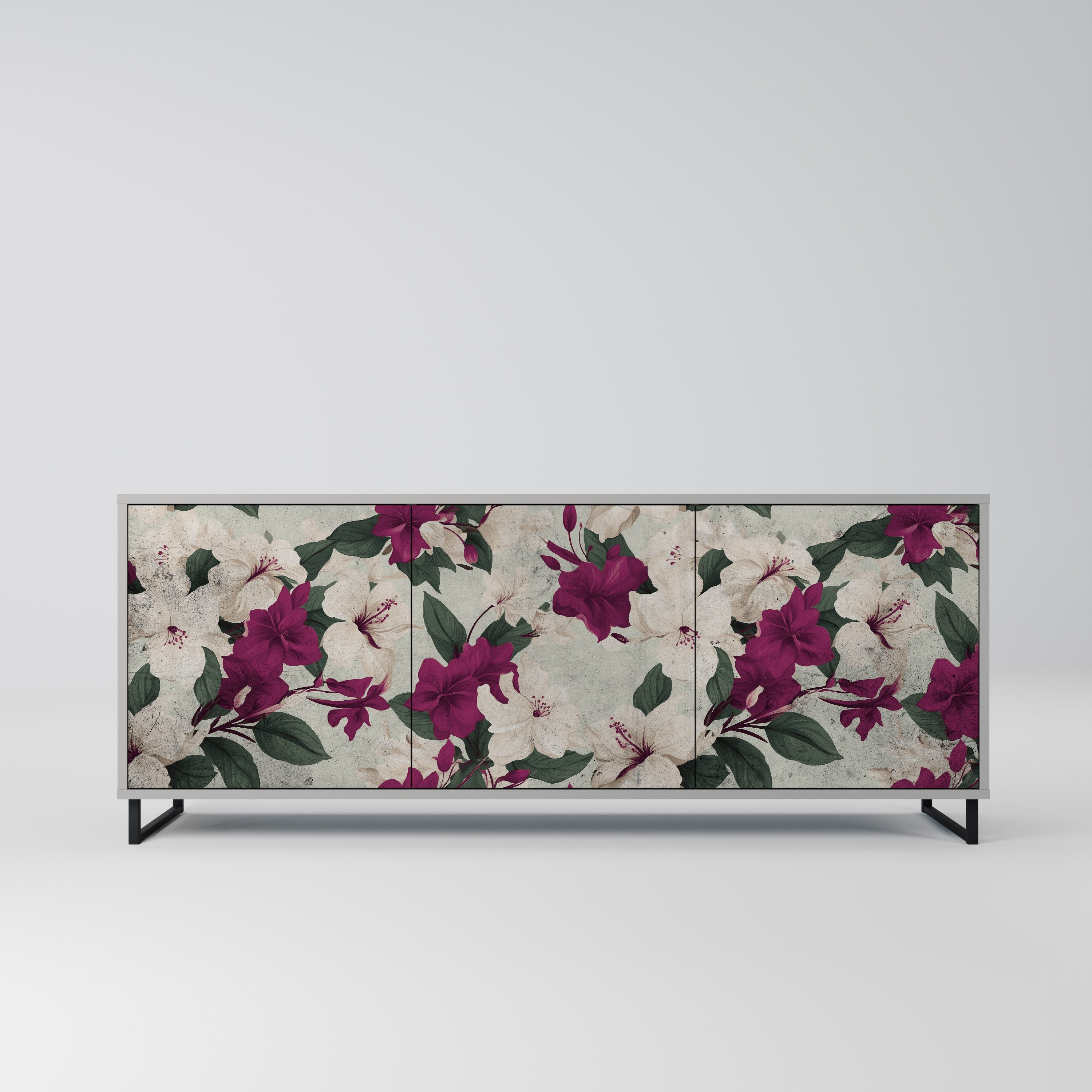 Buffet 3 portes FLOWERET DREAM finition grise