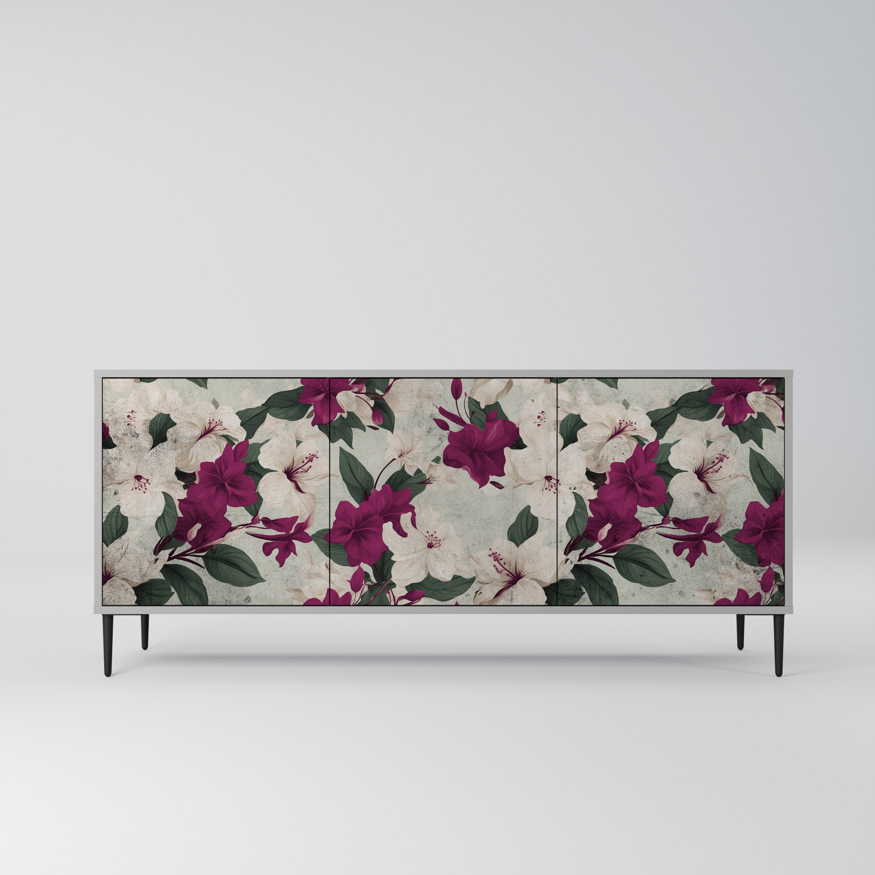 Buffet 3 portes FLOWERET DREAM finition grise