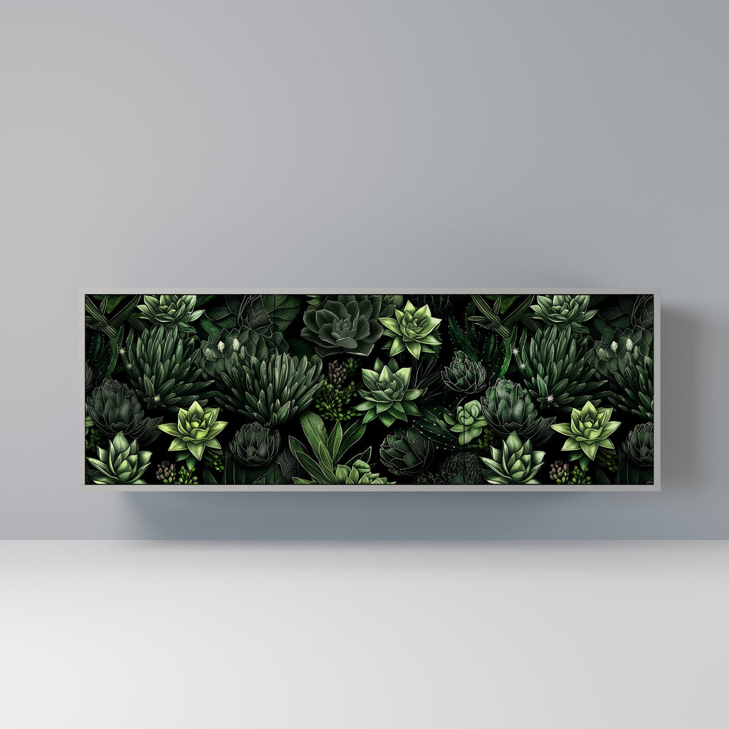 Buffet 3 portes SUCCULENT JUNGLE en finition grise