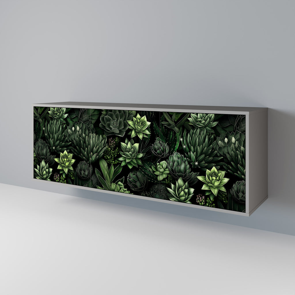 Buffet 3 portes SUCCULENT JUNGLE en finition grise