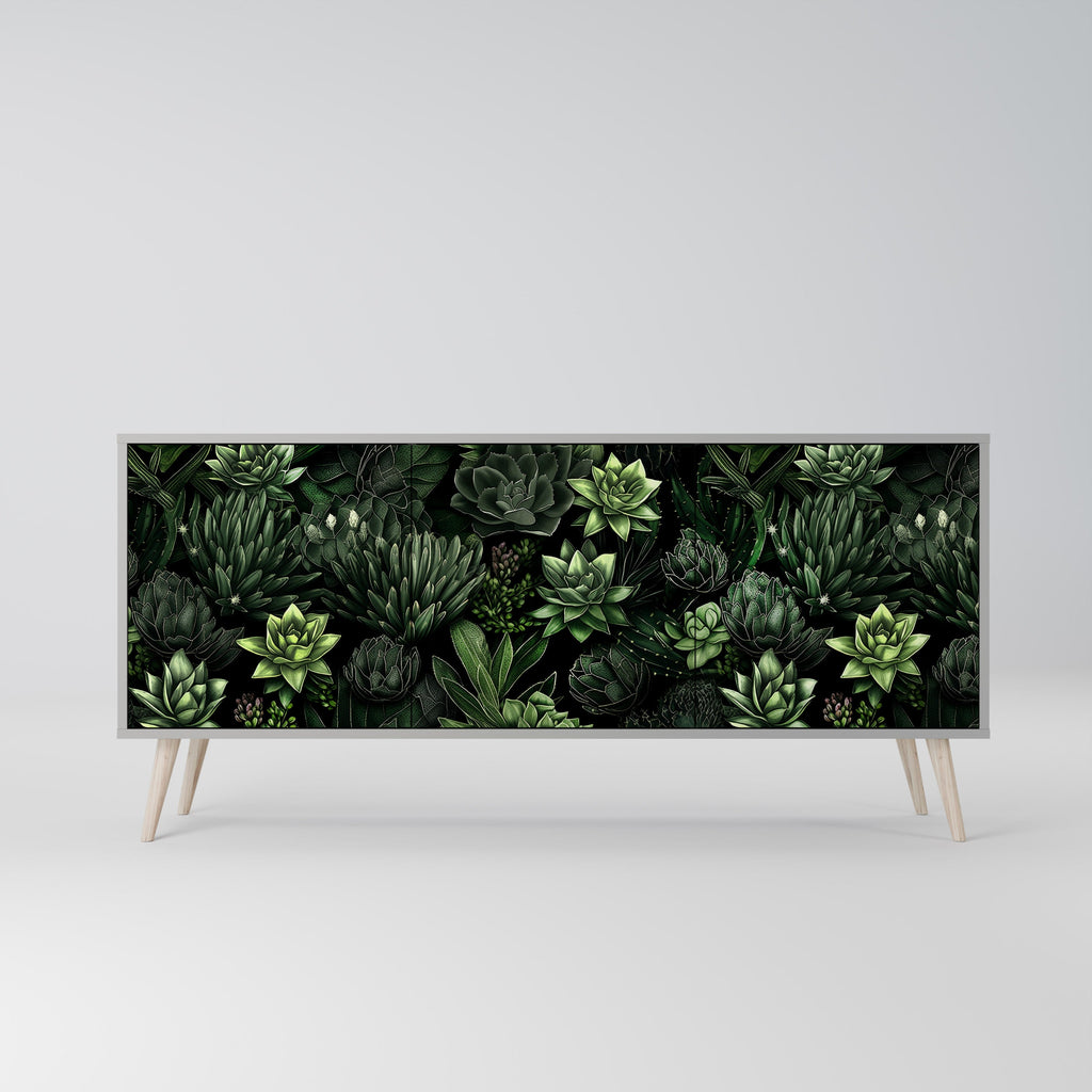 Buffet 3 portes SUCCULENT JUNGLE en finition grise