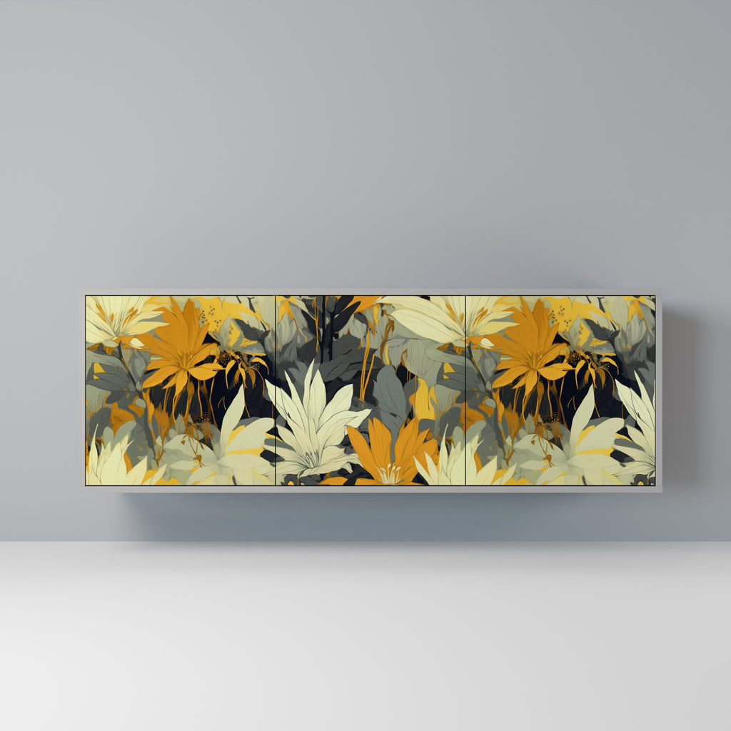 Buffet 3 portes SUNKISSED LILY, finition grise