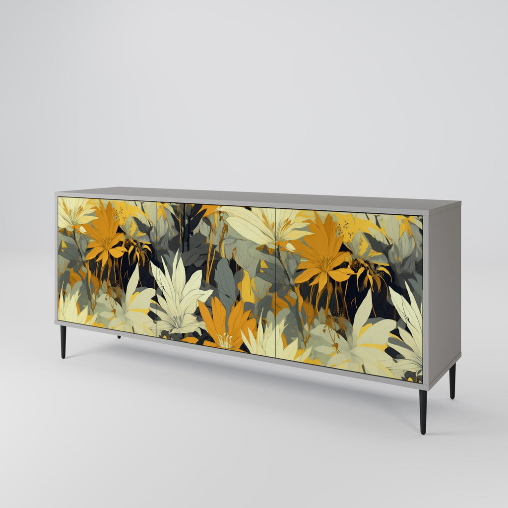 Buffet 3 portes SUNKISSED LILY, finition grise