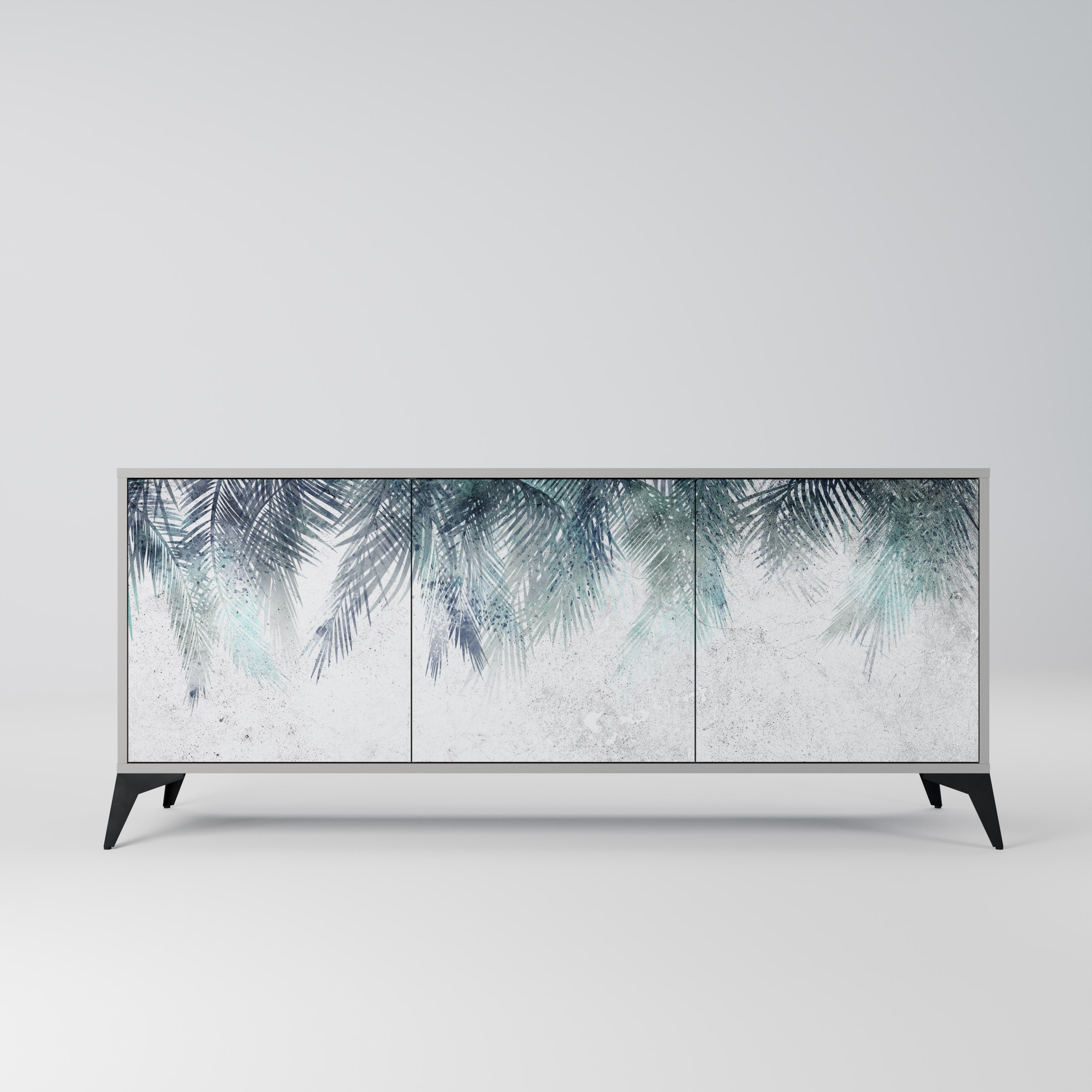 Buffet 3 portes PALM VEIL finition grise