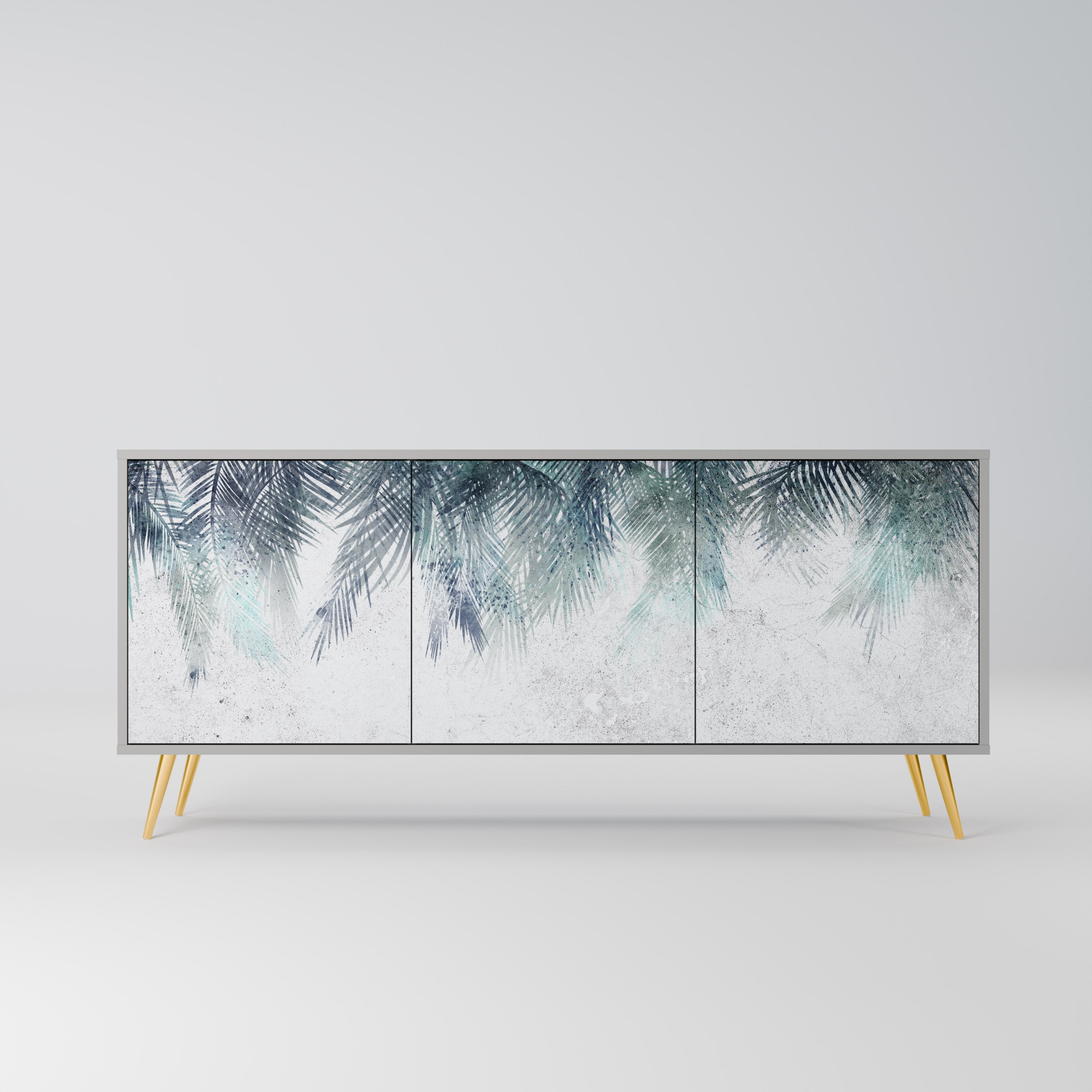 Buffet 3 portes PALM VEIL finition grise