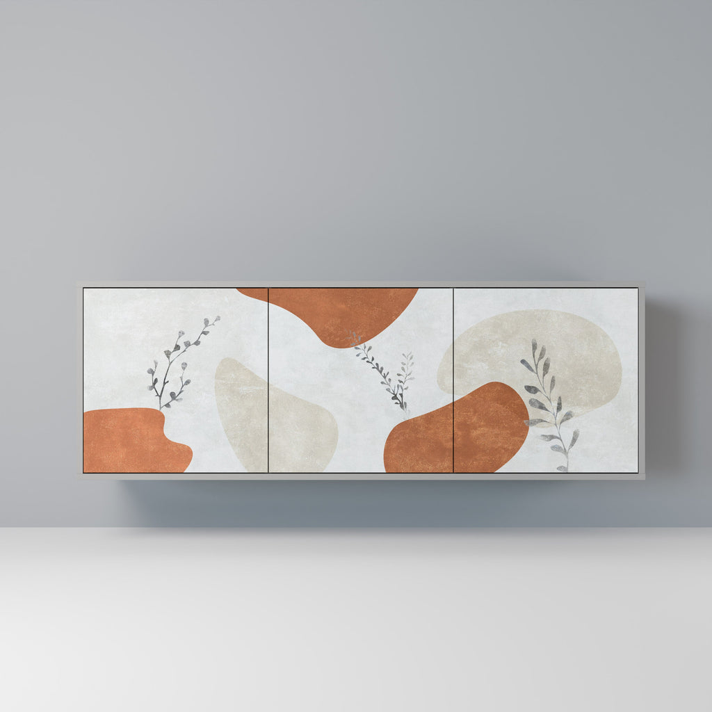 Buffet 3 portes TRANQUIL TWIG en finition grise