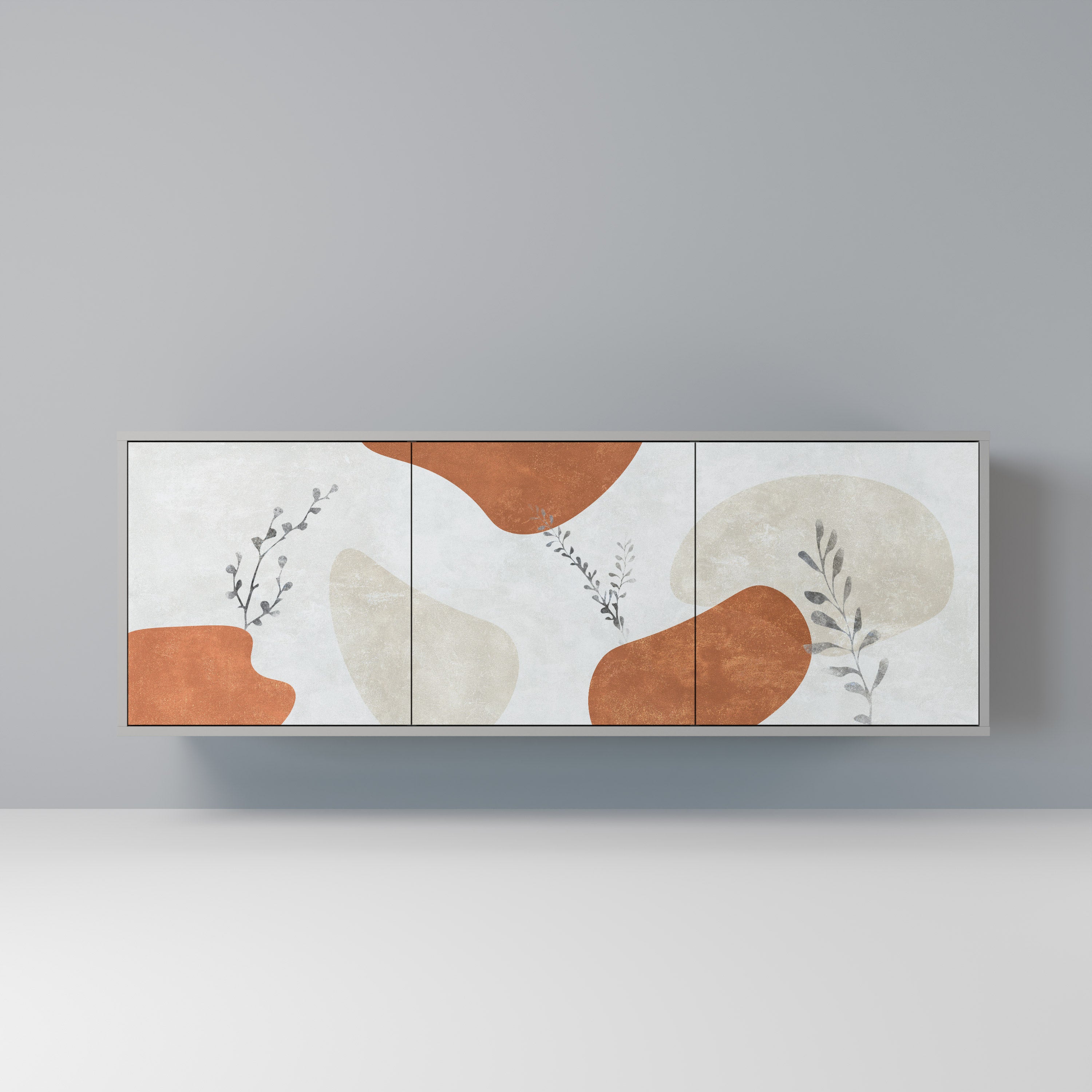 Buffet 3 portes TRANQUIL TWIG en finition grise